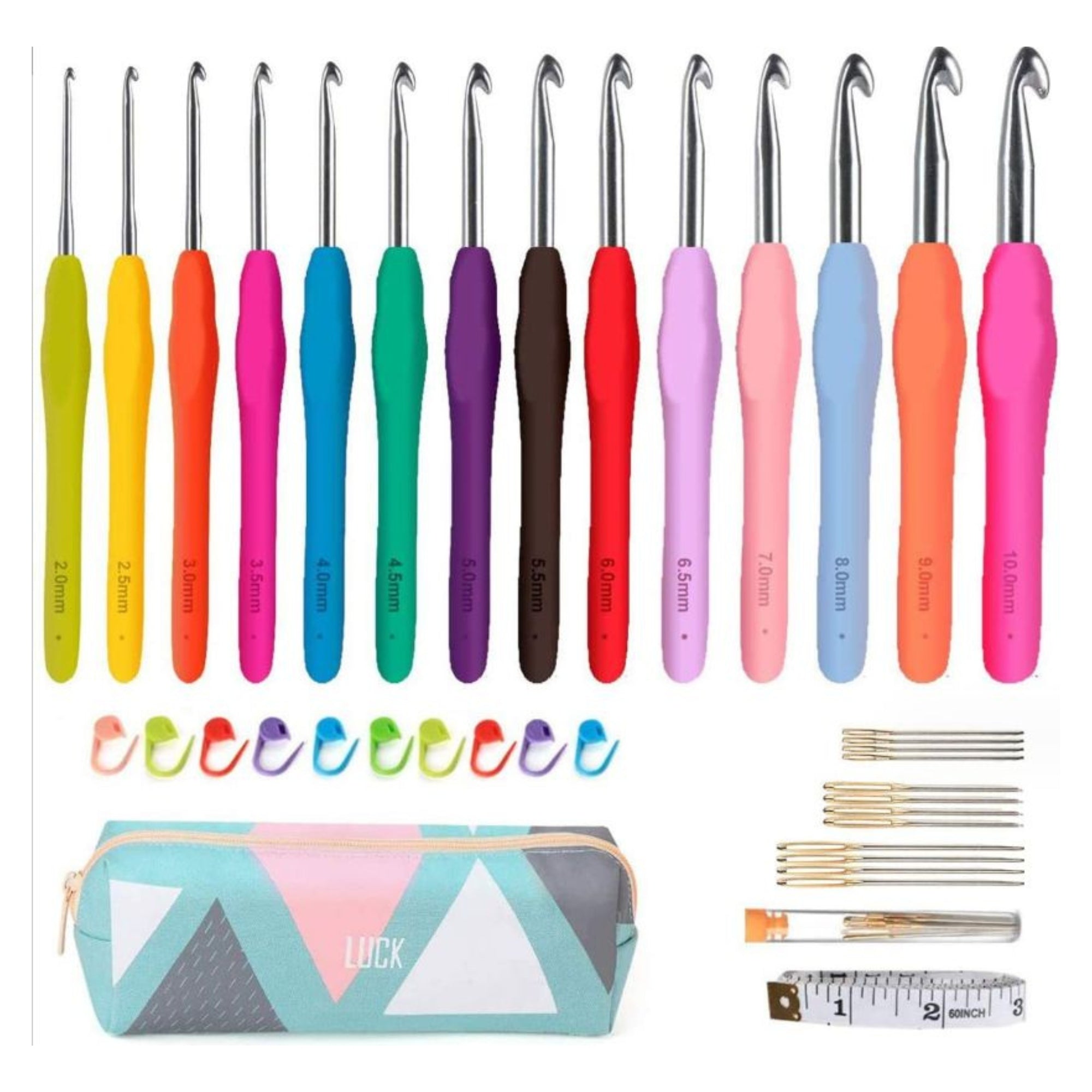 38-Pieces Ergonomic Crochet Hooks Set with Case