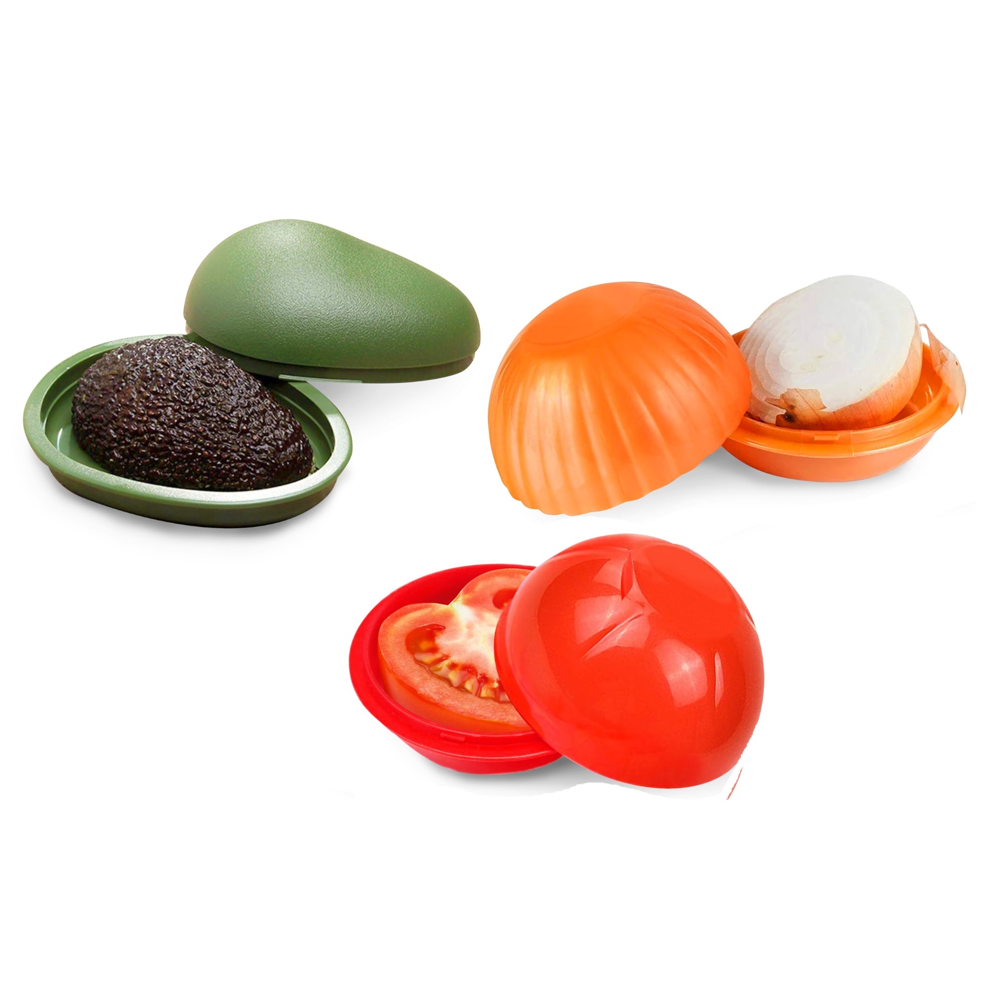 3-Piece Reuseable Fresh Food Tomato, Avocado, Onion Storage Keeper Sealing Box
