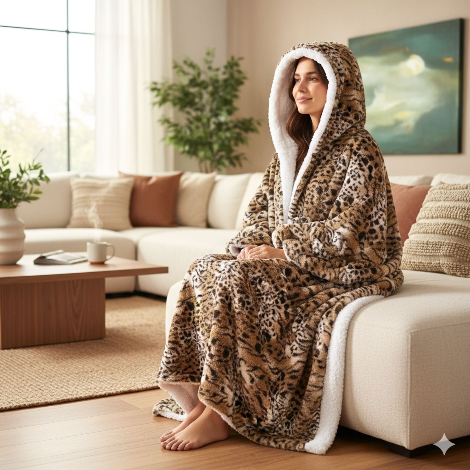 1-Pack Standard Size Hooded Sherpa Throw Blanket – 100% EF-Velboa Micro Polyester, Buttery Soft & Luxuriously Thick Loft, Supportive Warmth for Relaxing Comfort