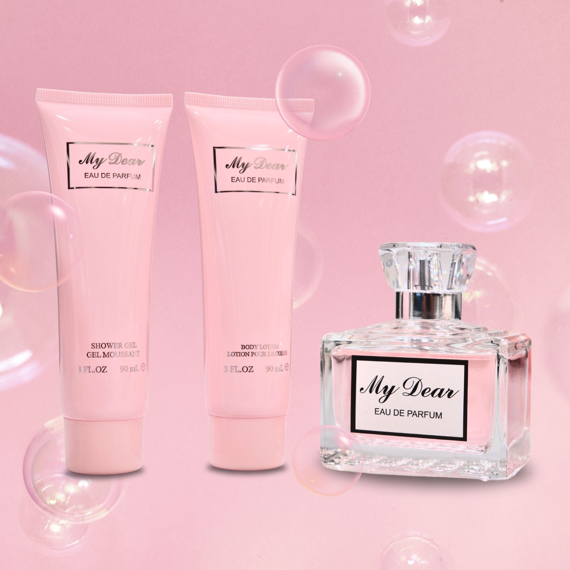 My Dear Shower Gel (3 FL.OZ), Body Lotion (3 FL.OZ), and Perfume Set – Fragrance Gift Set for Women