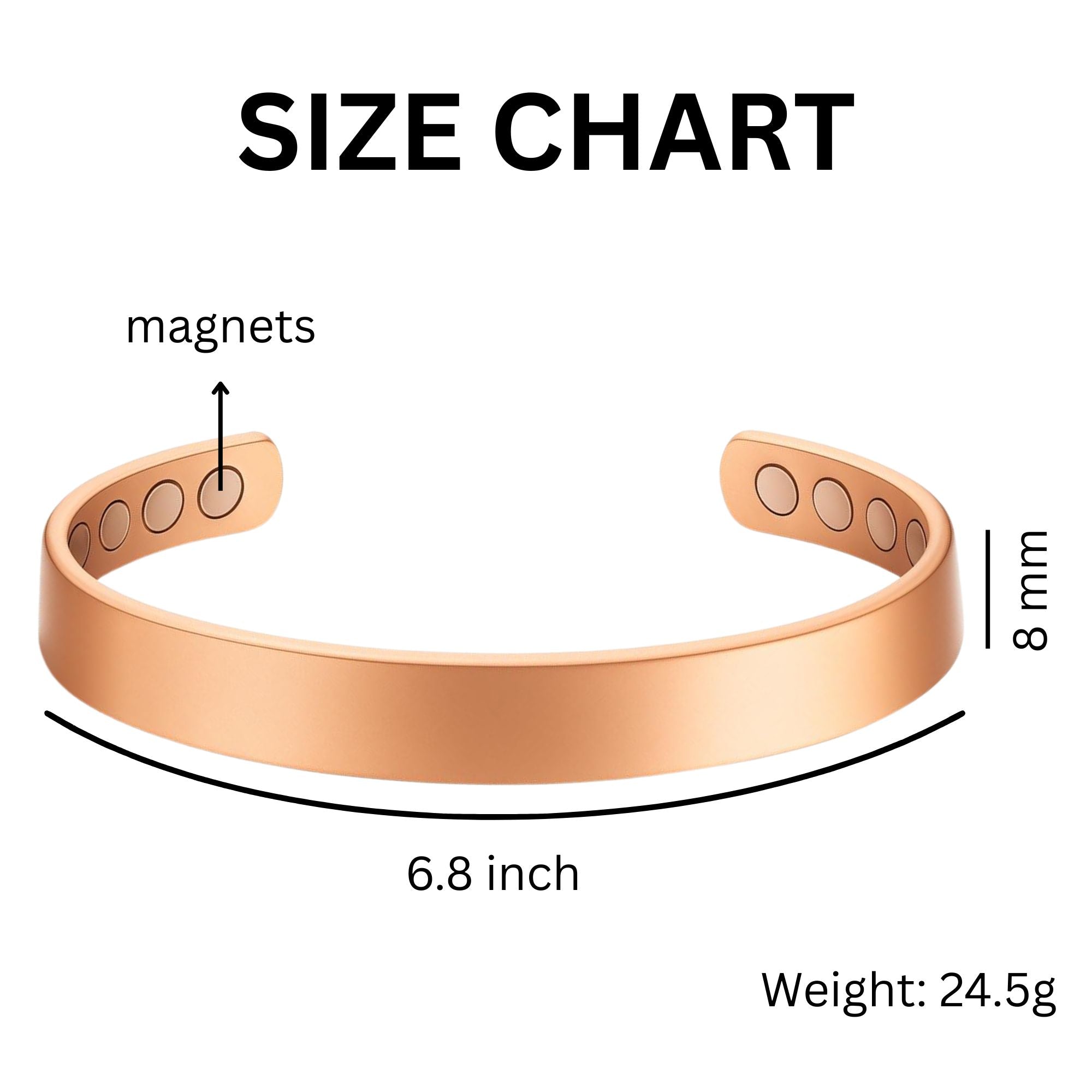 Copper Magnetic Therapy Bracelet - Durable Copper Healing Energy Band - Strength