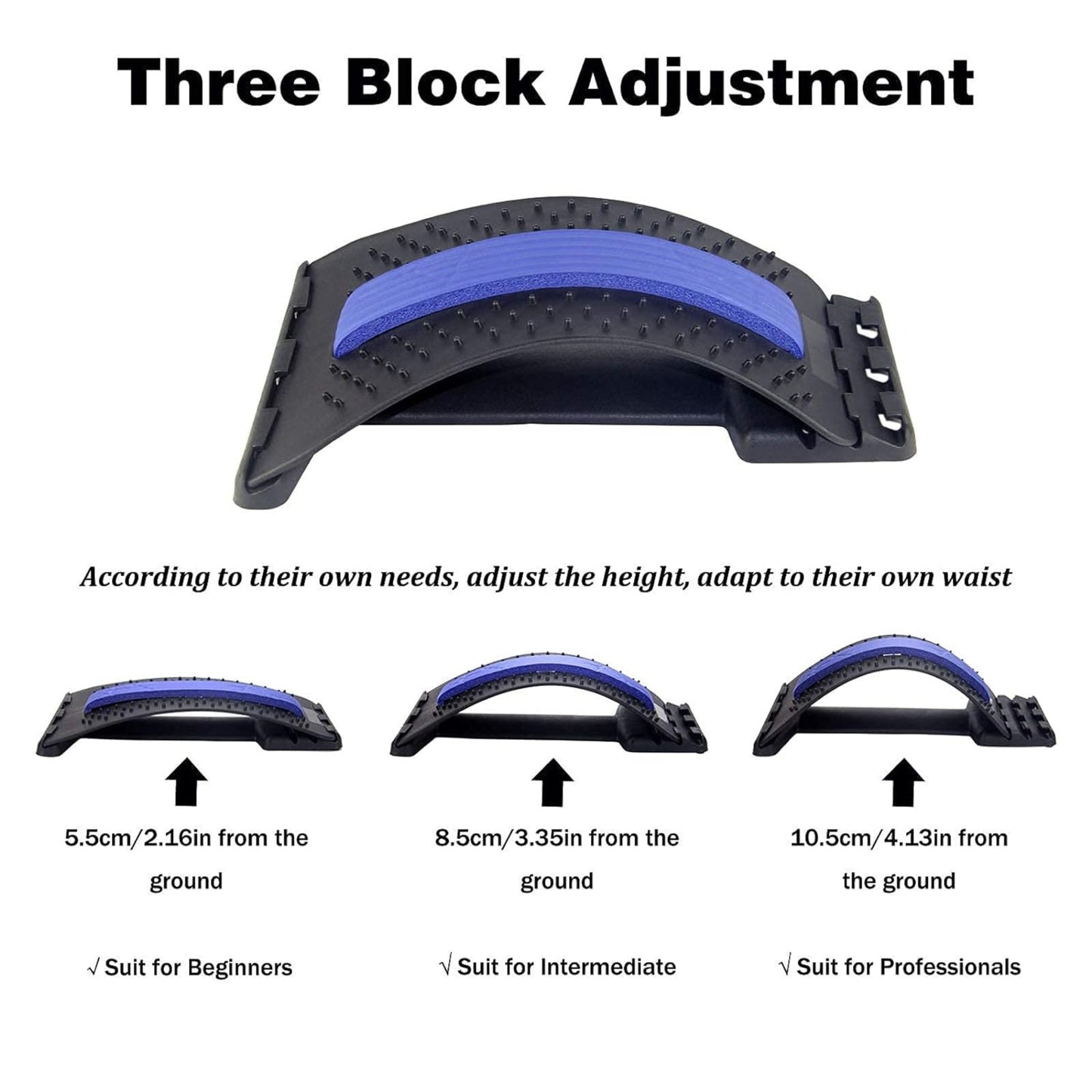 3 Level Adjustable Back Stretcher for Lower Back Pain Relief