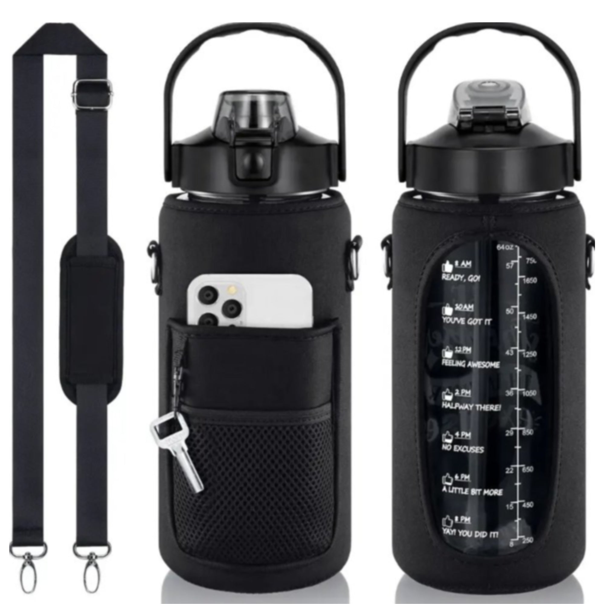 Bottle Cover Sleeve with CellPhone Holder, Key Holder and Credit Card/Cash Holder