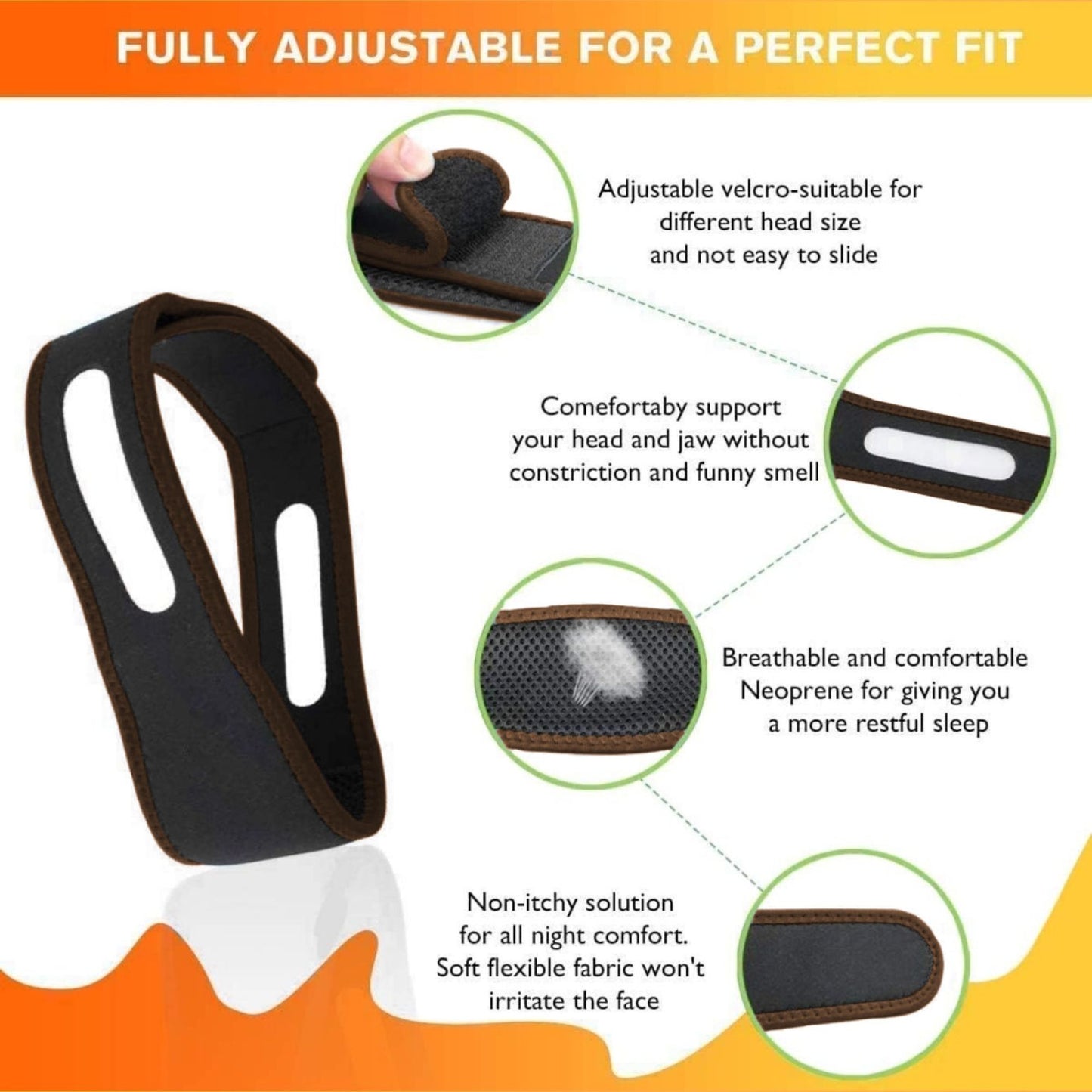 Unisex Anti-Snore Strap (2-Pack) | Adjustable Copper Infused Snore Reduction Aid for Quiet, Comfortable, Restful Sleep