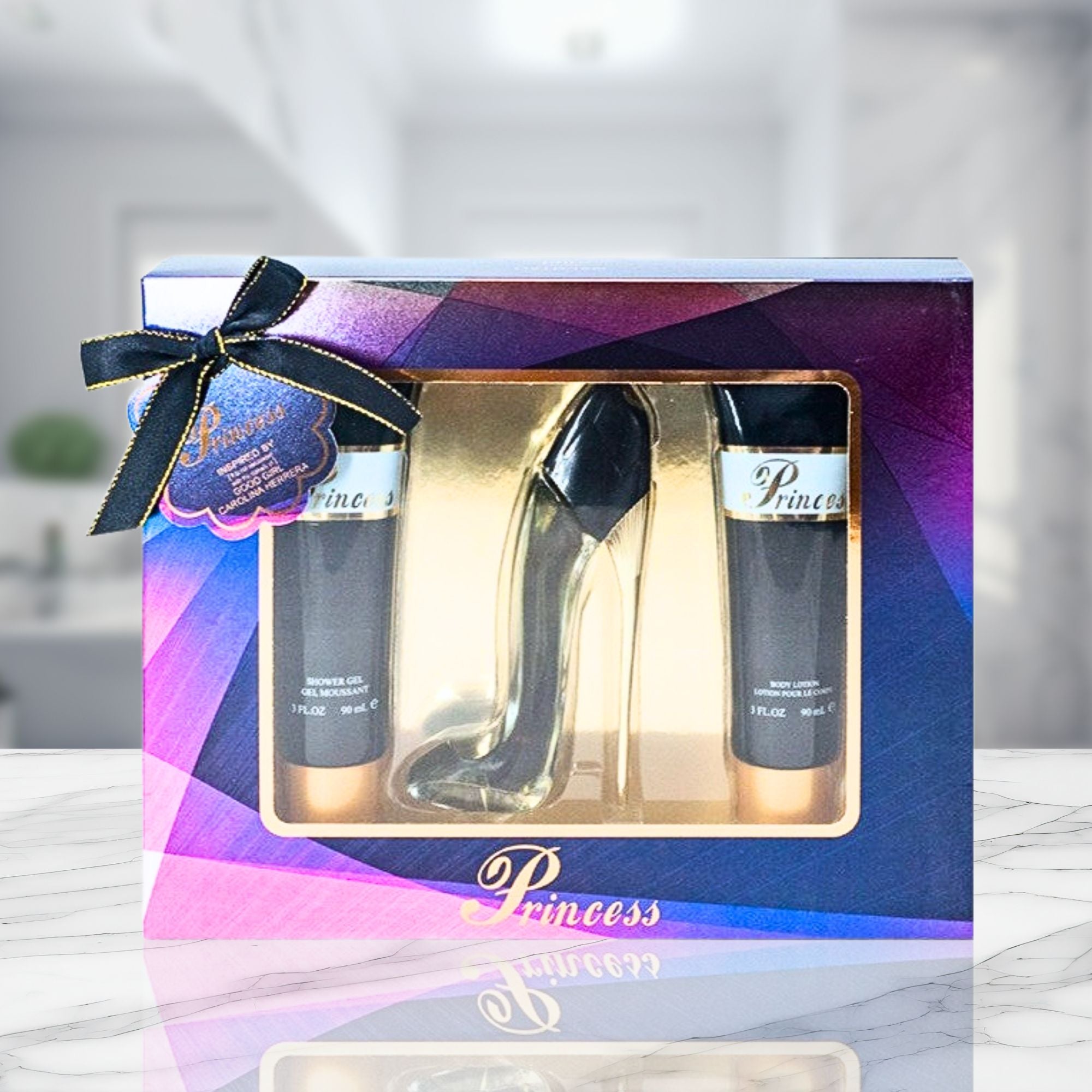 Princess Shower Gel (3FL.OZ), Body Lotion(3FL.OZ), and Perfume Set – Fragrance Gift Set for Women