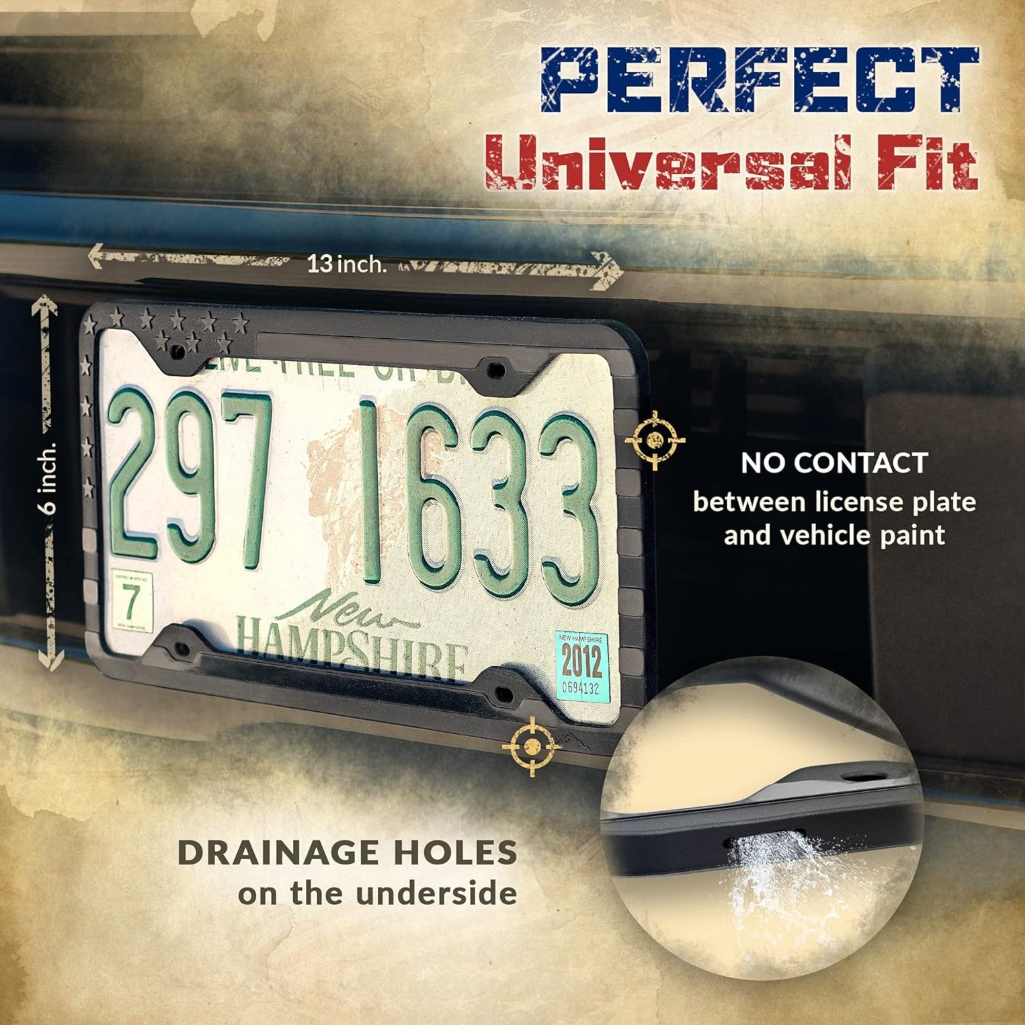 Silicone American Flag License Plate Frame Holder (Set of 2)