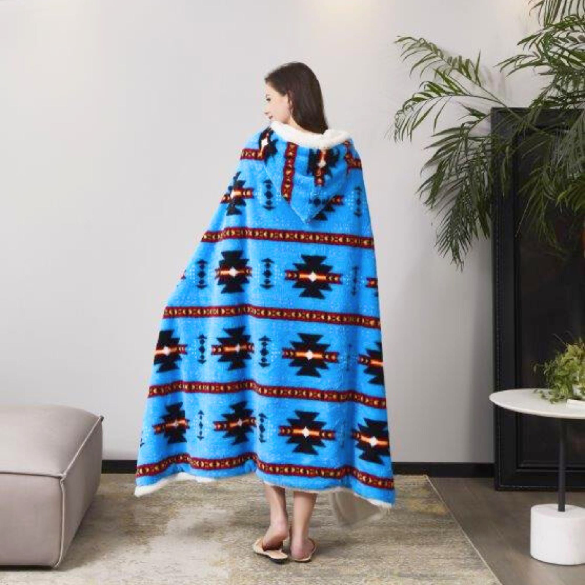 1-Pack Standard Size Hooded Sherpa Throw Blanket – 100% EF-Velboa Micro Polyester, Buttery Soft & Luxuriously Thick Loft, Supportive Warmth for Relaxing Comfort