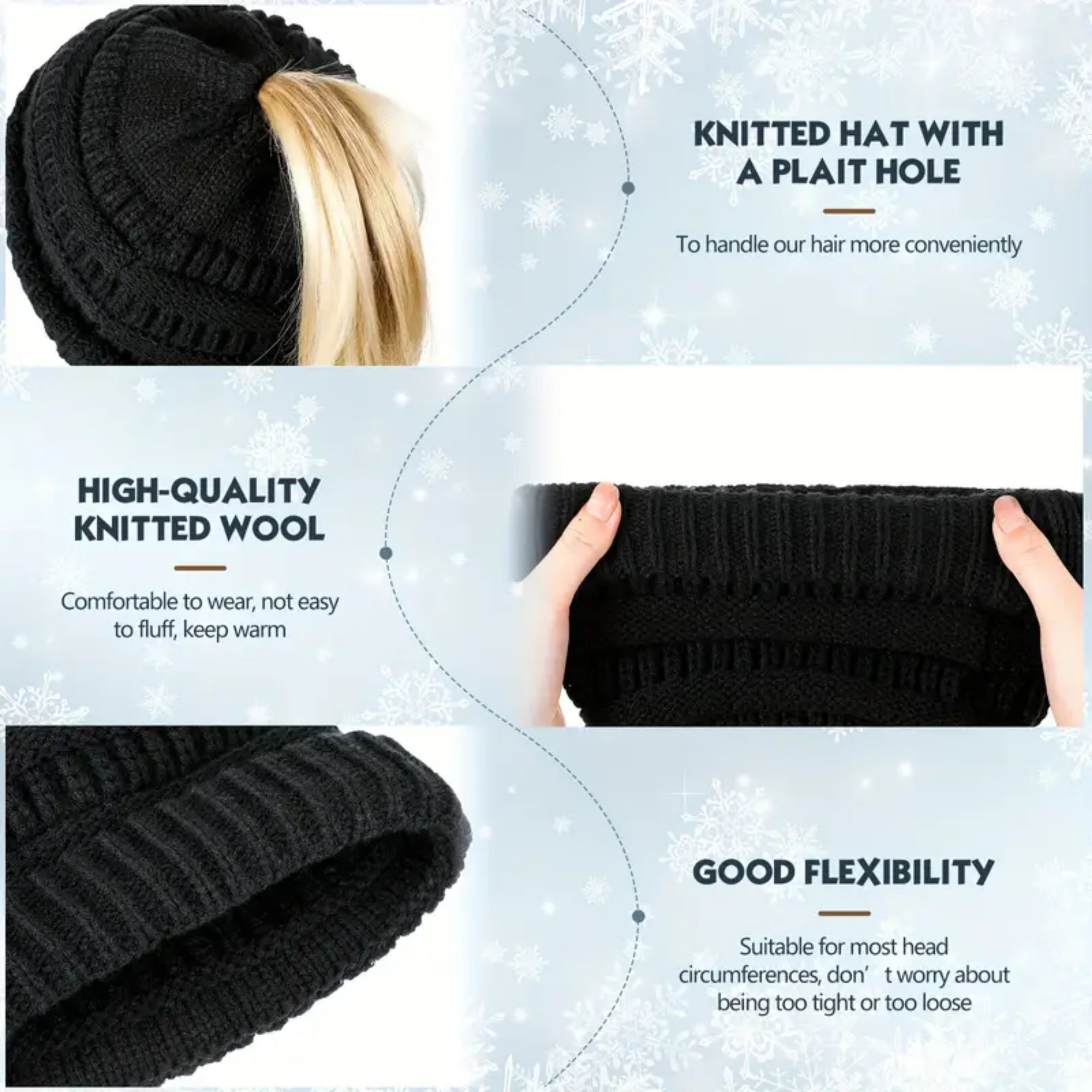 4-Pack Girl's Junior Hat w/ Ponytail