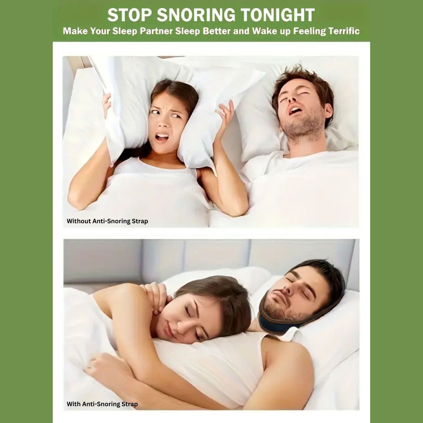 Unisex Anti-Snore Strap (2-Pack) | Adjustable Copper Infused Snore Reduction Aid for Quiet, Comfortable, Restful Sleep