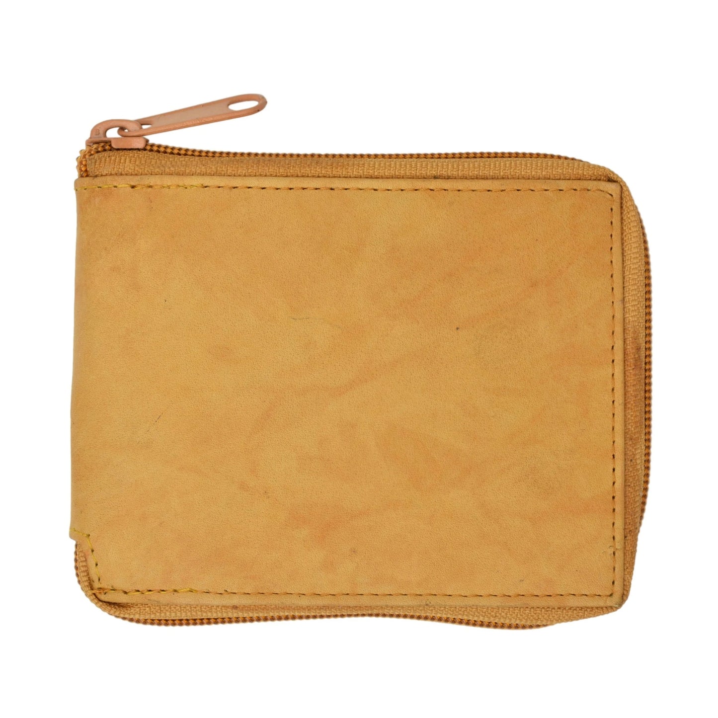 Cowhide Leather Men's Zip-Around Bifold Wallet