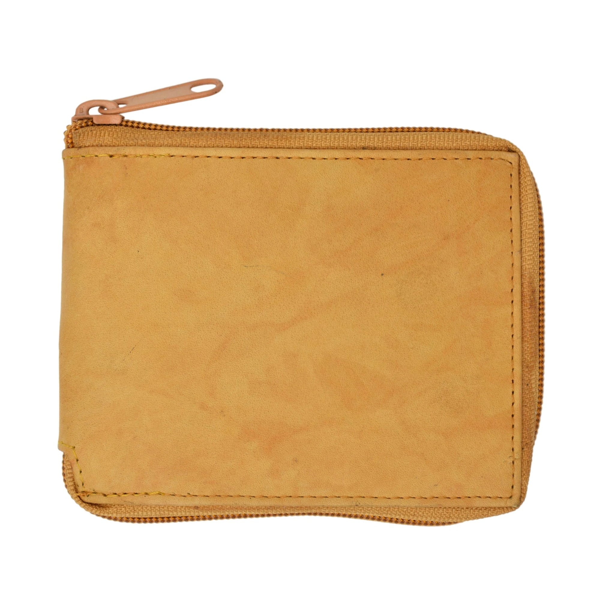 Cowhide Leather Men's Zip-Around Bifold Wallet