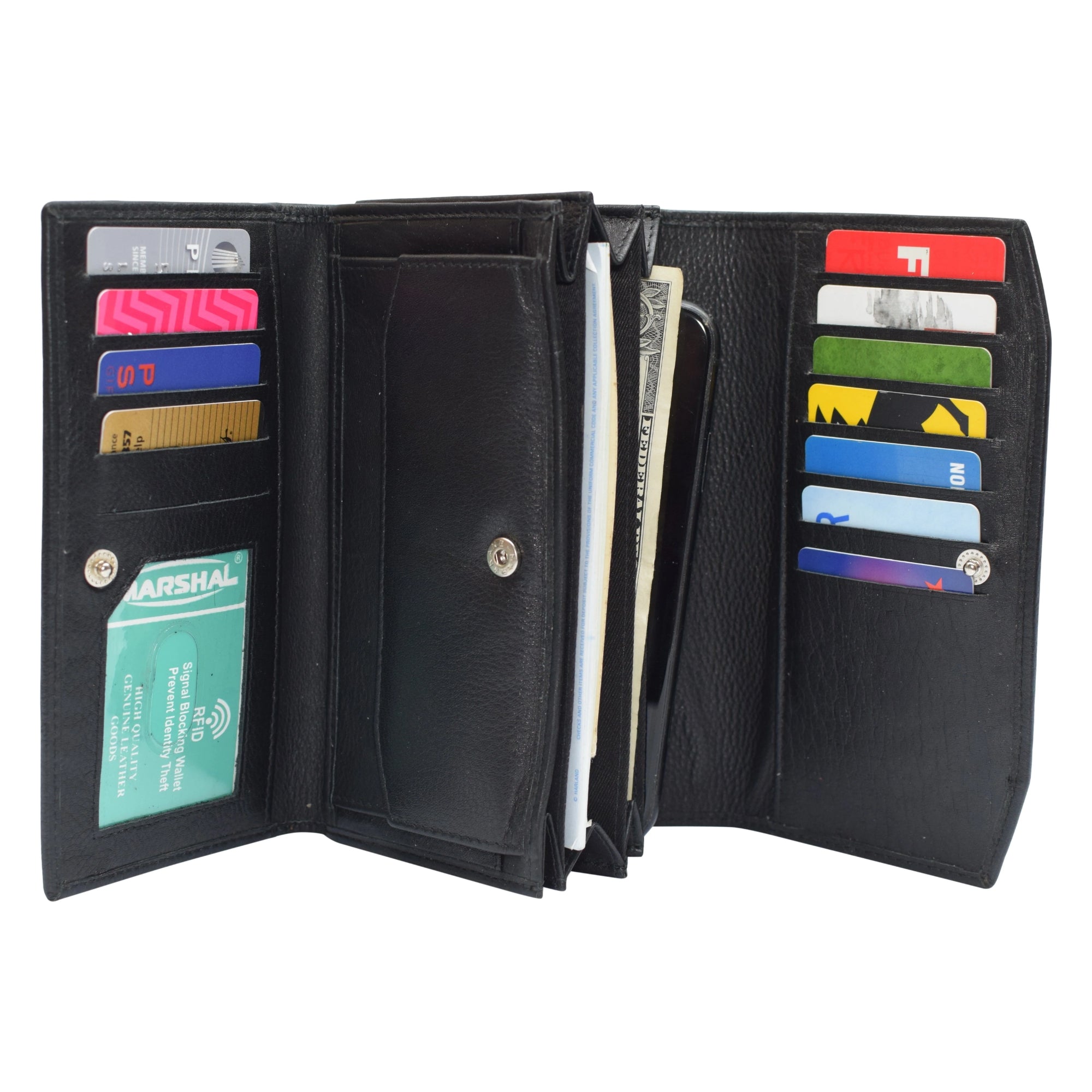 Women's Genuine Leather RFID Blocking Trifold Wallet