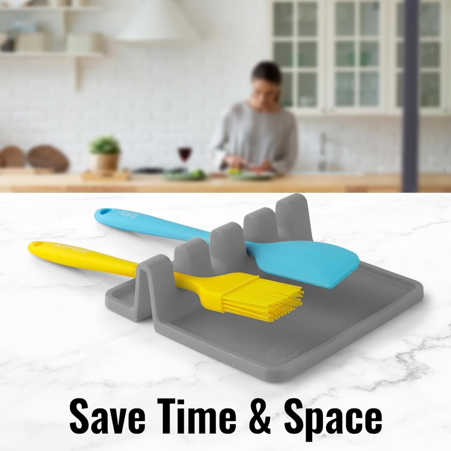 Kitchen Silicone Utensil Holder with Drip Pad for Multiple Utensils