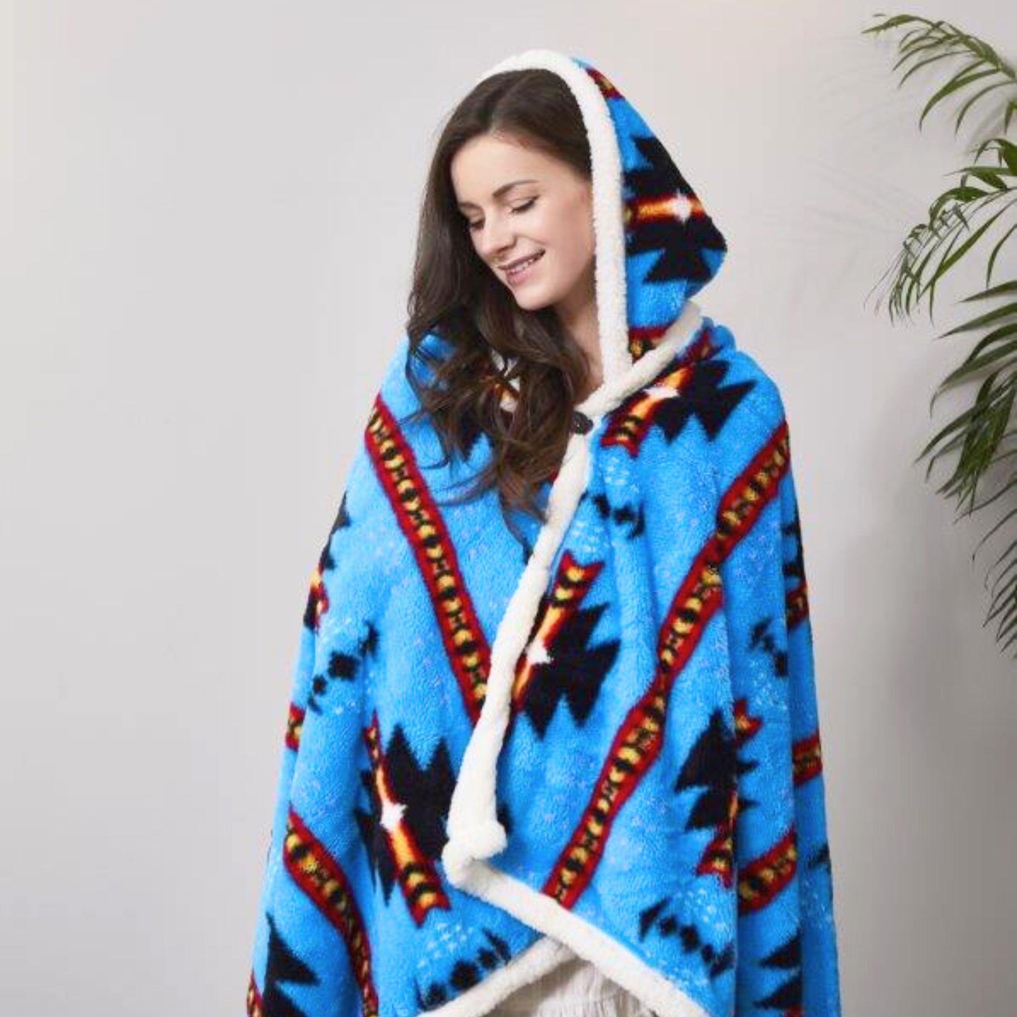 1-Pack Standard Size Hooded Sherpa Throw Blanket – 100% EF-Velboa Micro Polyester, Buttery Soft & Luxuriously Thick Loft, Supportive Warmth for Relaxing Comfort