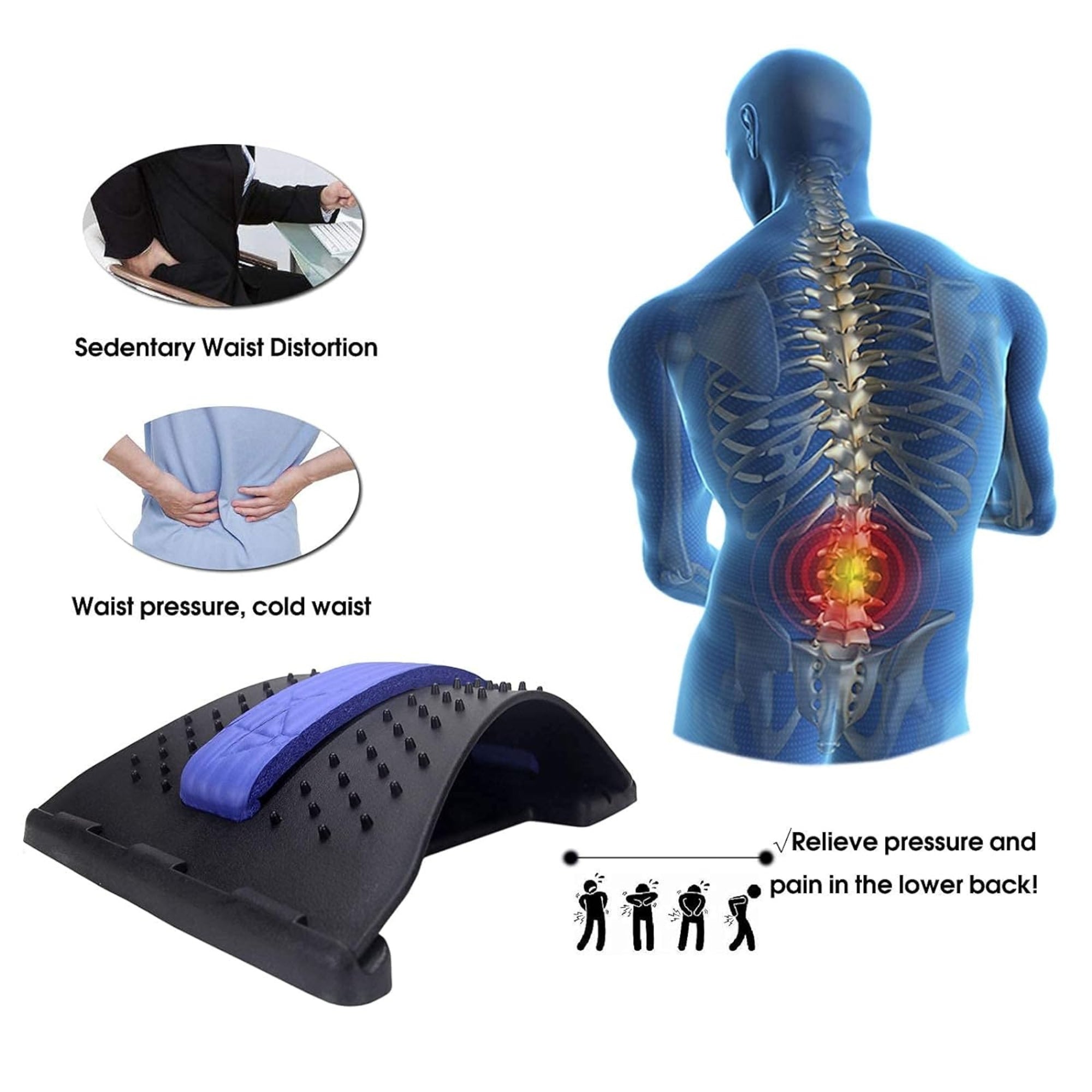 3 Level Adjustable Back Stretcher for Lower Back Pain Relief