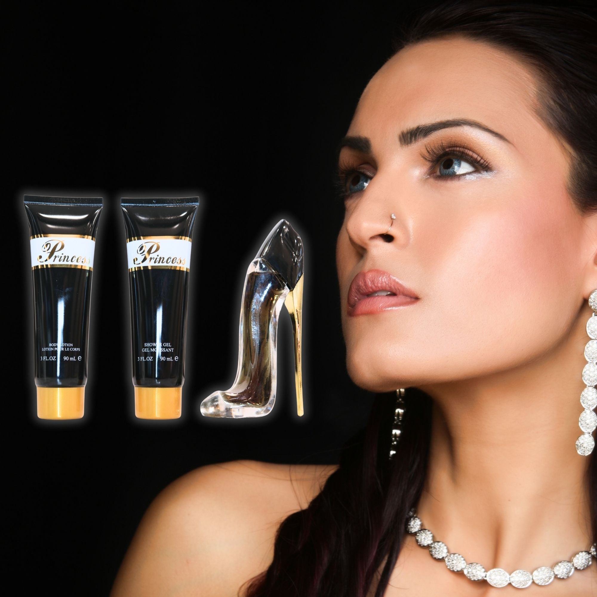 Princess Shower Gel (3FL.OZ), Body Lotion(3FL.OZ), and Perfume Set – Fragrance Gift Set for Women