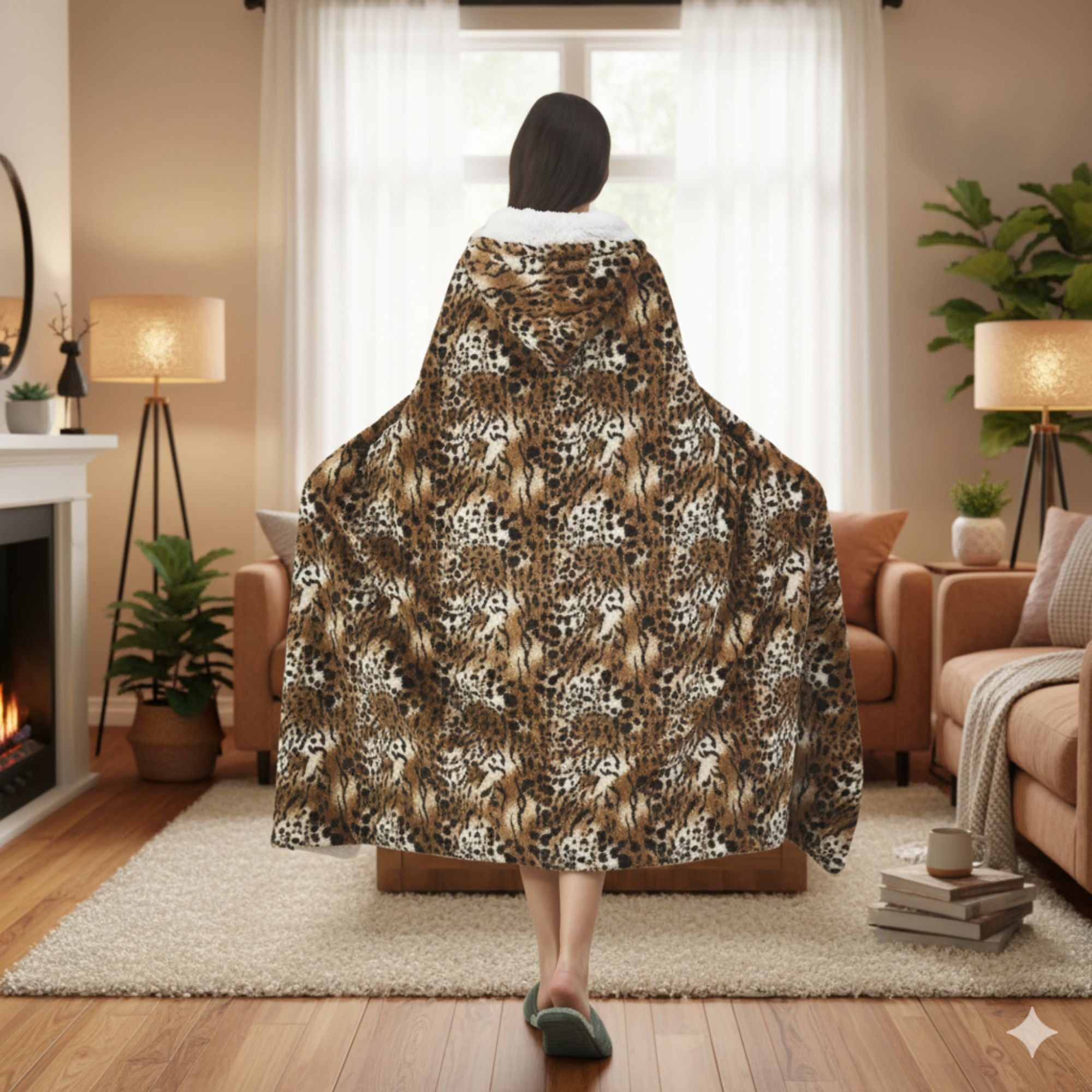 1-Pack Standard Size Hooded Sherpa Throw Blanket – 100% EF-Velboa Micro Polyester, Buttery Soft & Luxuriously Thick Loft, Supportive Warmth for Relaxing Comfort