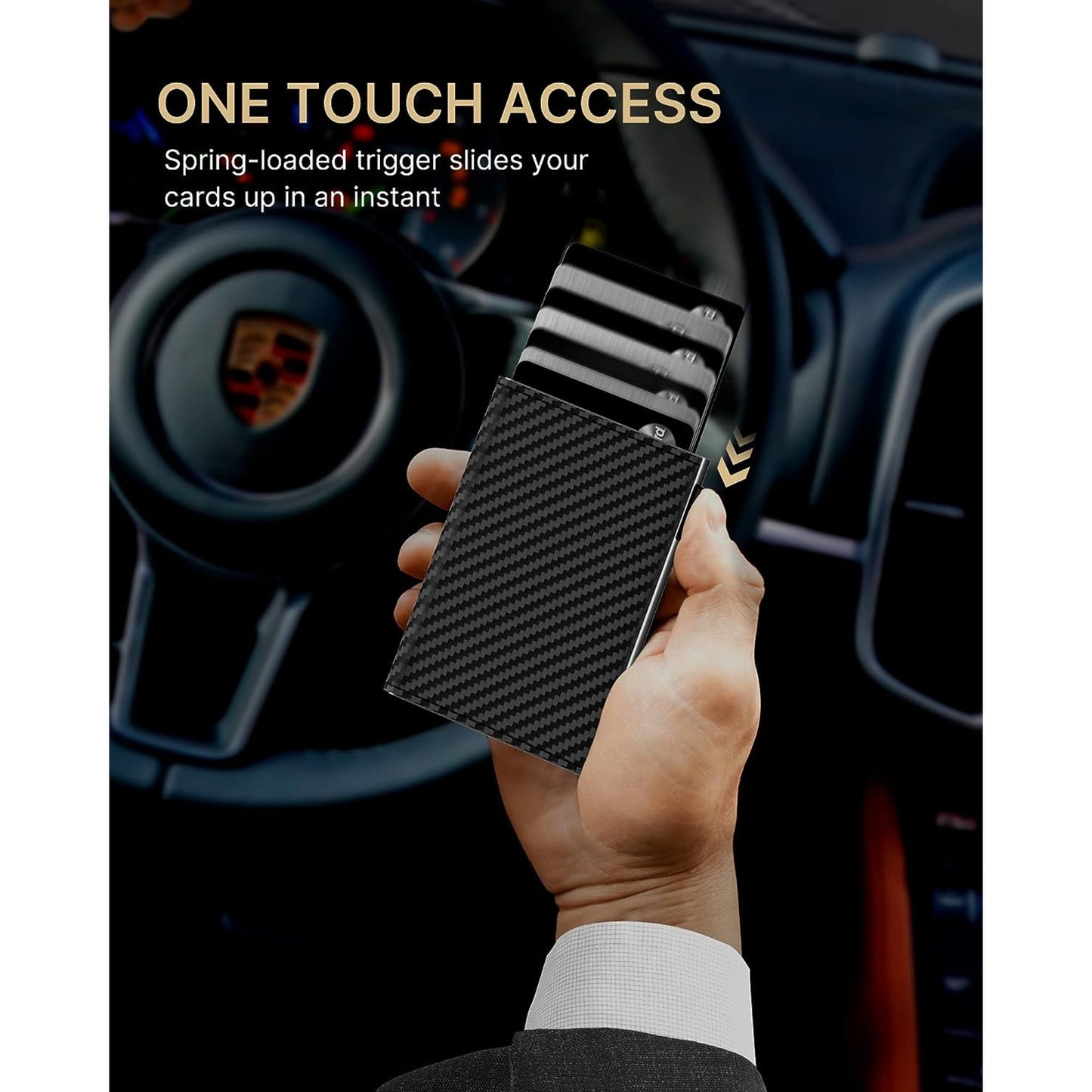 Carbon Fiber RFID Blocking Pop Up Aluminum Case Card Holder