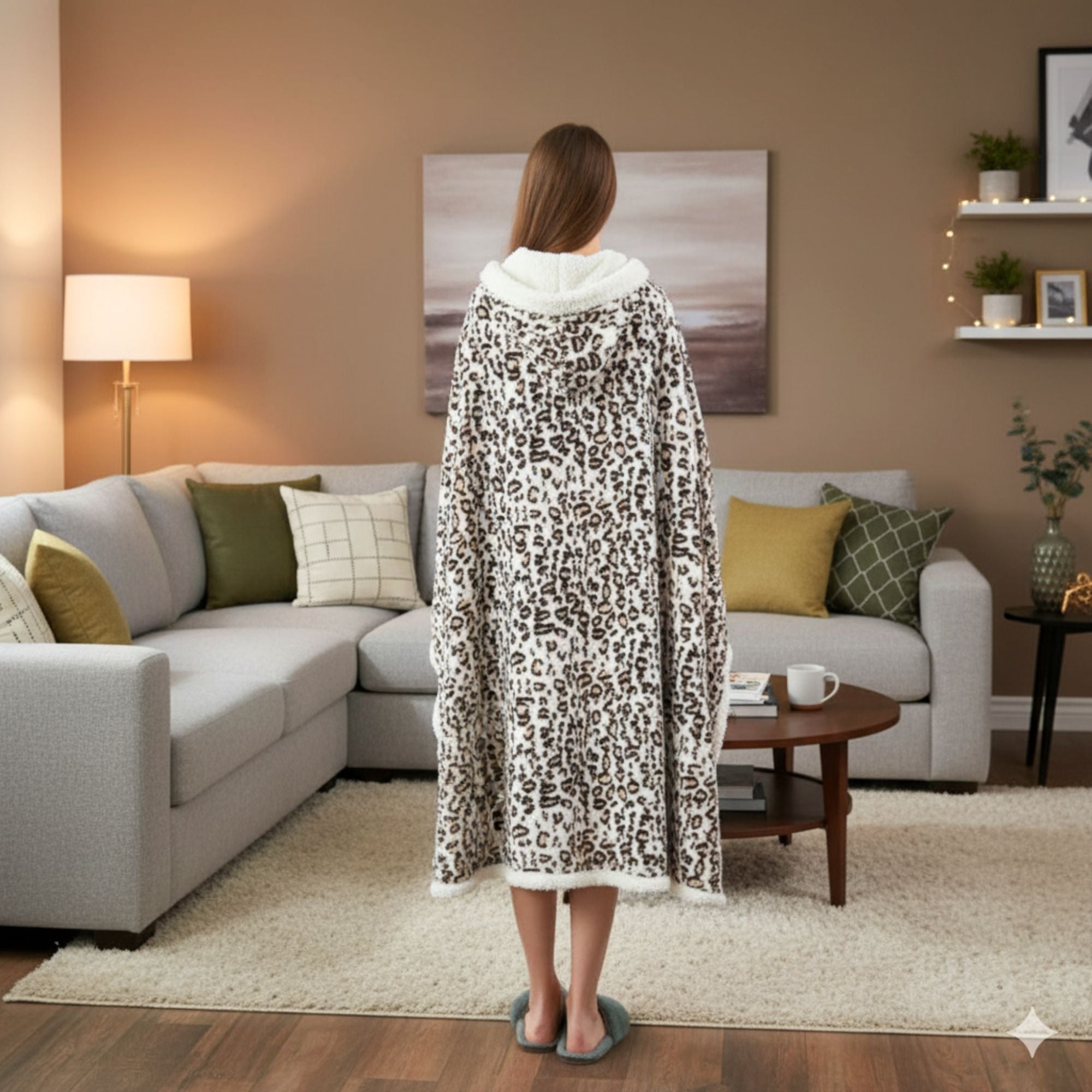 1-Pack Standard Size Hooded Sherpa Throw Blanket – 100% EF-Velboa Micro Polyester, Buttery Soft & Luxuriously Thick Loft, Supportive Warmth for Relaxing Comfort