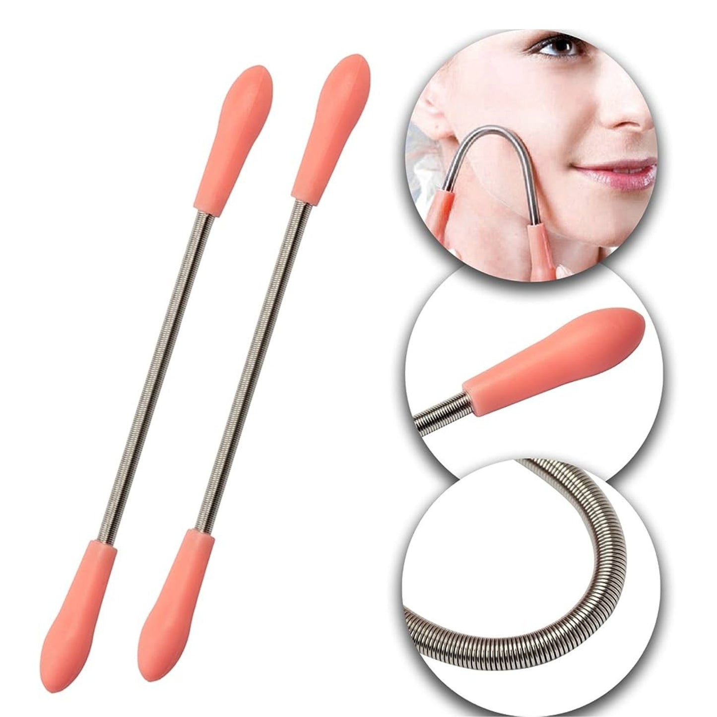 Stainless Steel Facial Hair Remover Spring Epilator Threading Tool (3-Pack)
