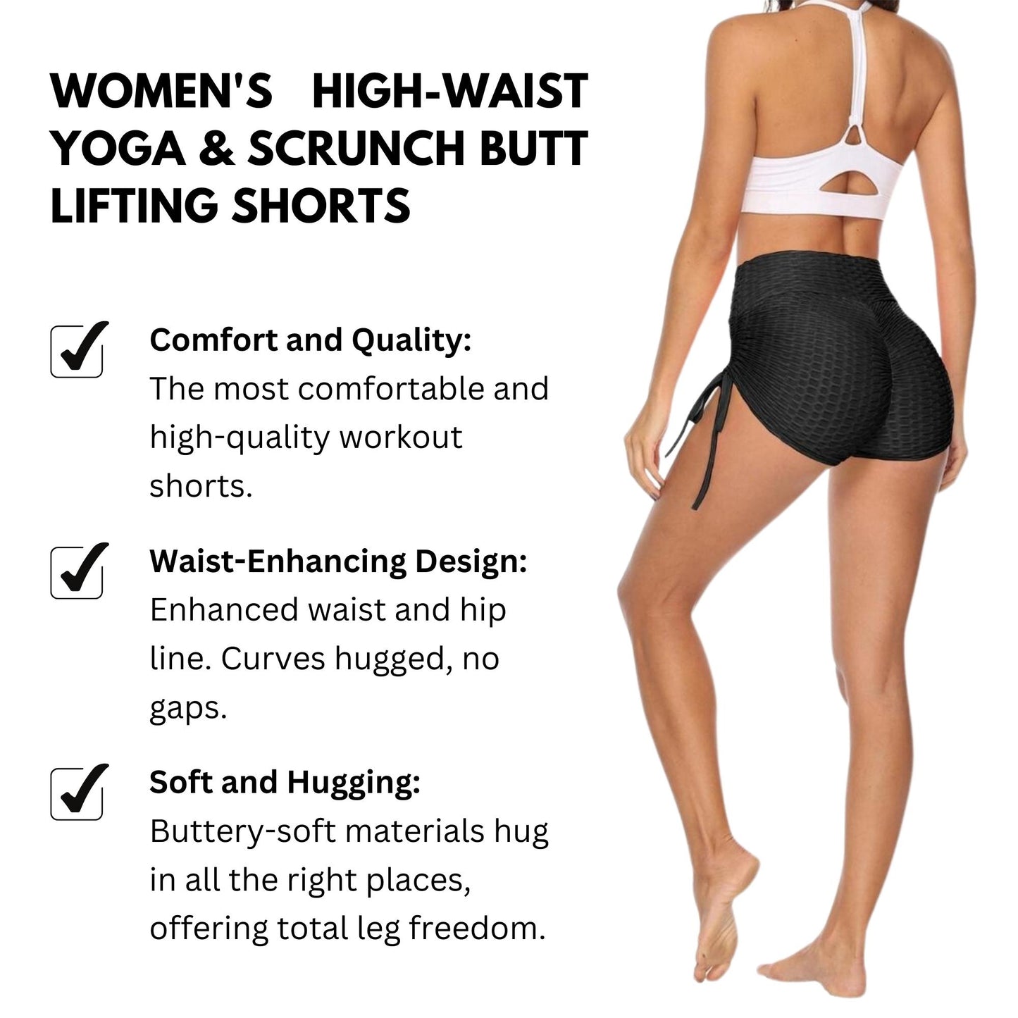 Womens High-Waist & Scrunch Butt Lifting Sexy Yoga Shorts High Waist Elastic Active Hot Workout Shorts