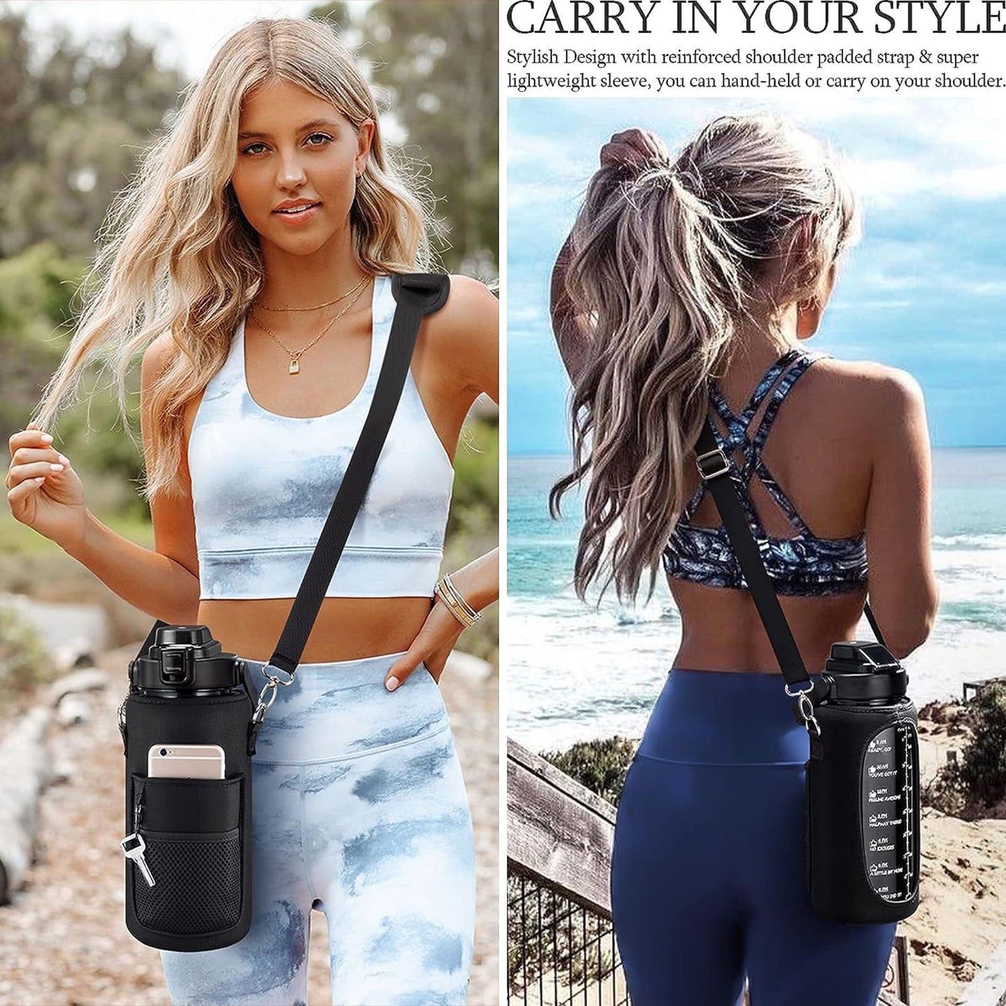 Bottle Cover Sleeve with CellPhone Holder, Key Holder and Credit Card/Cash Holder