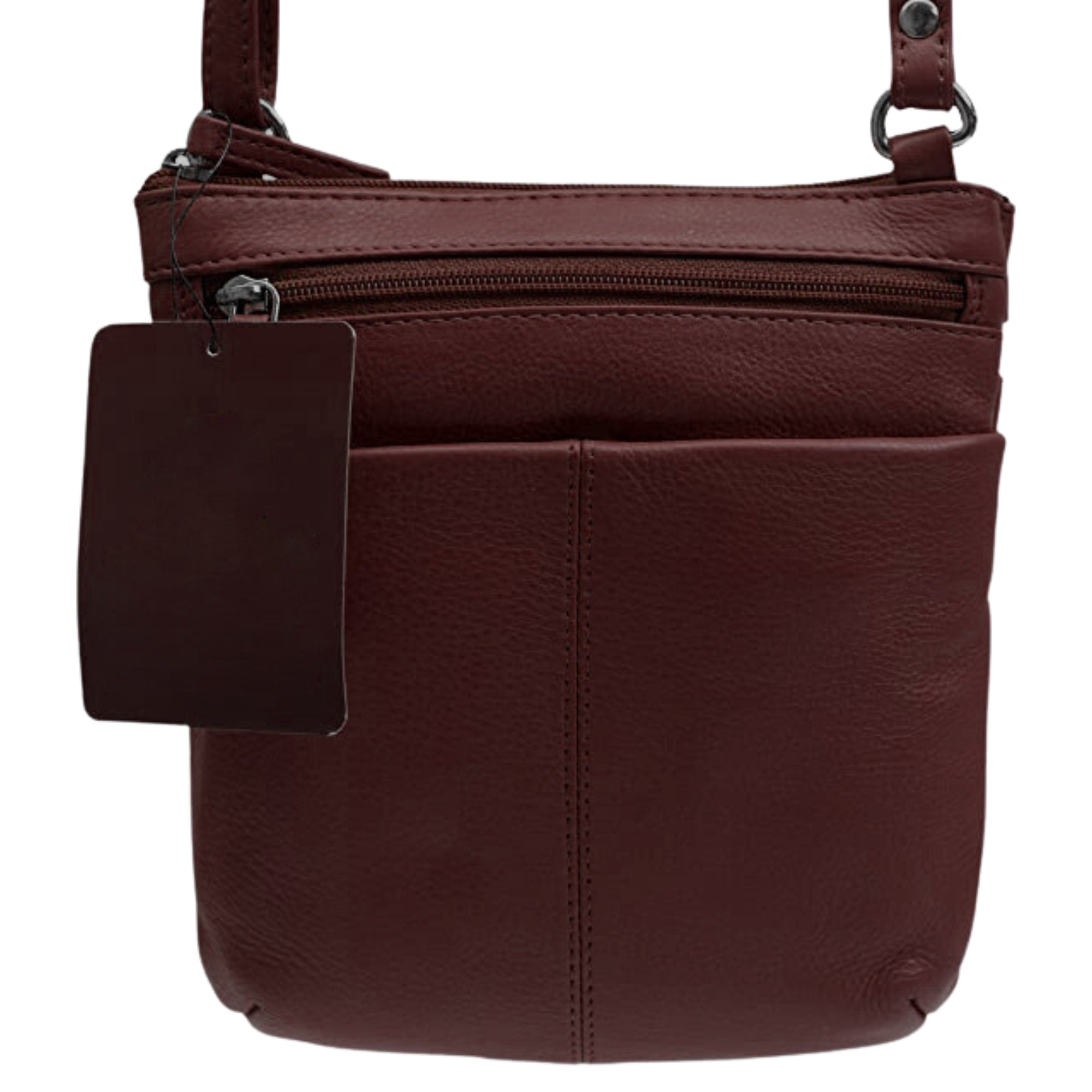 Genuine Leather Crossbody Bag with Zipper Closure for Women