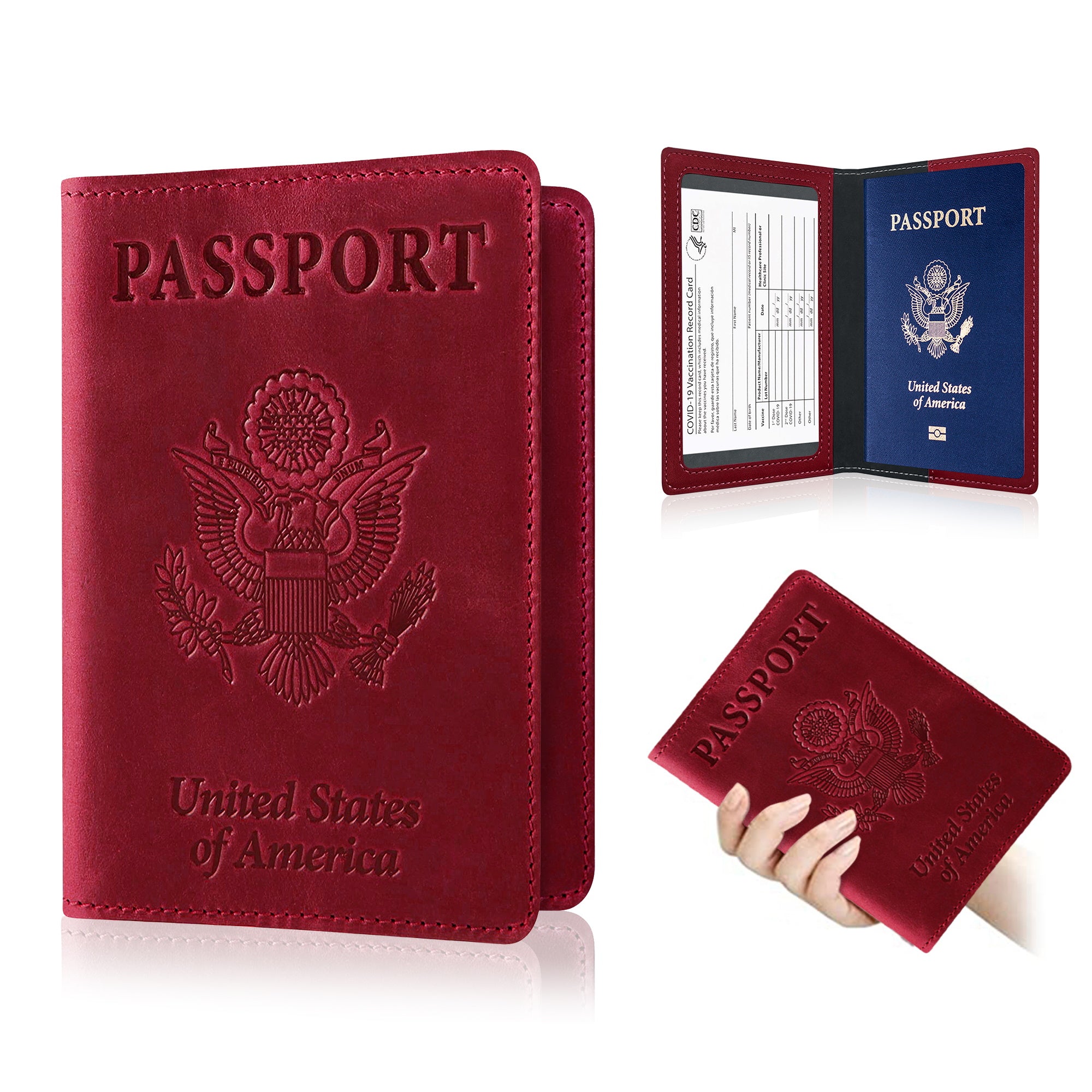 Ciana PU Leather Passport Cover and Card Holder Combo Slim Passport Holder with Card Protector Slot