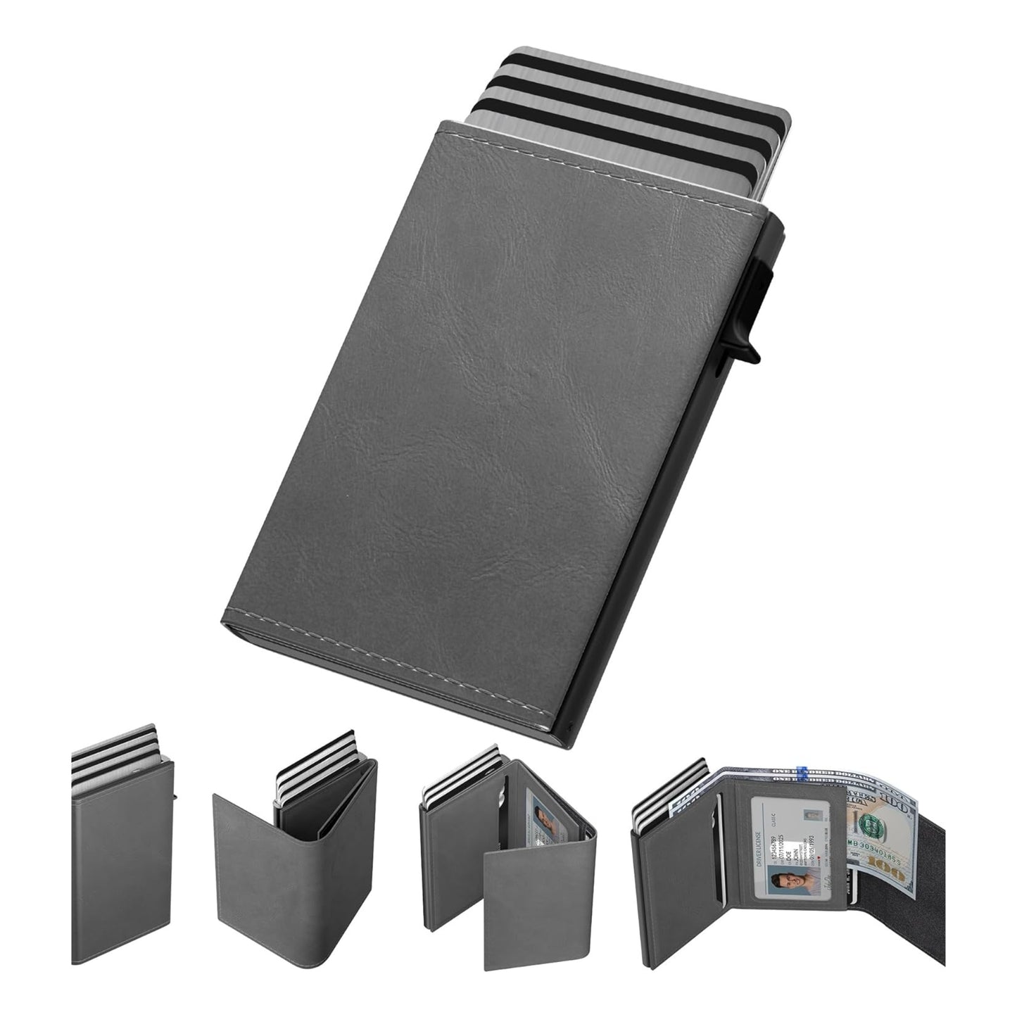Carbon Fiber RFID Blocking Pop Up Aluminum Case Card Holder