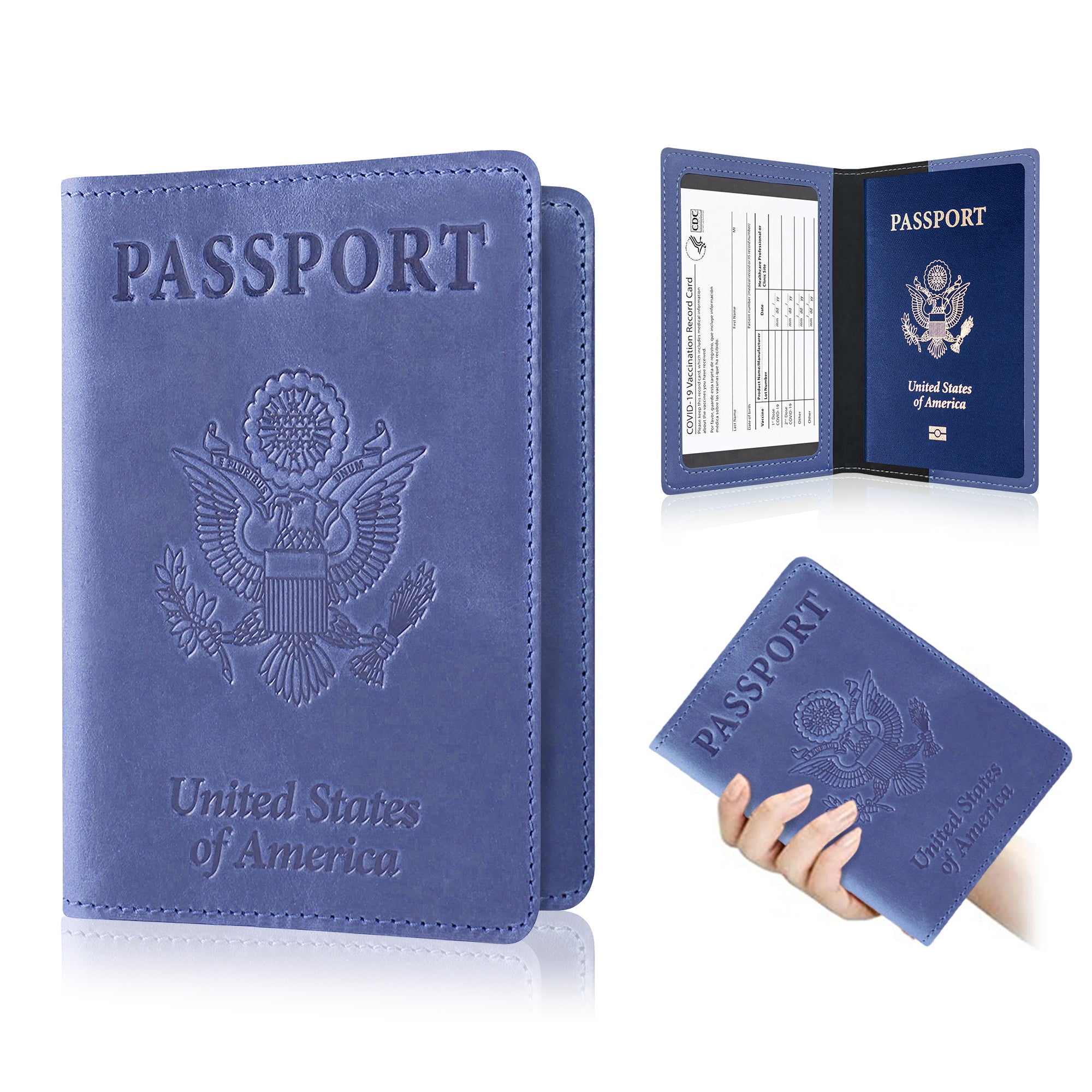 Ciana PU Leather Passport Cover and Card Holder Combo Slim Passport Holder with Card Protector Slot