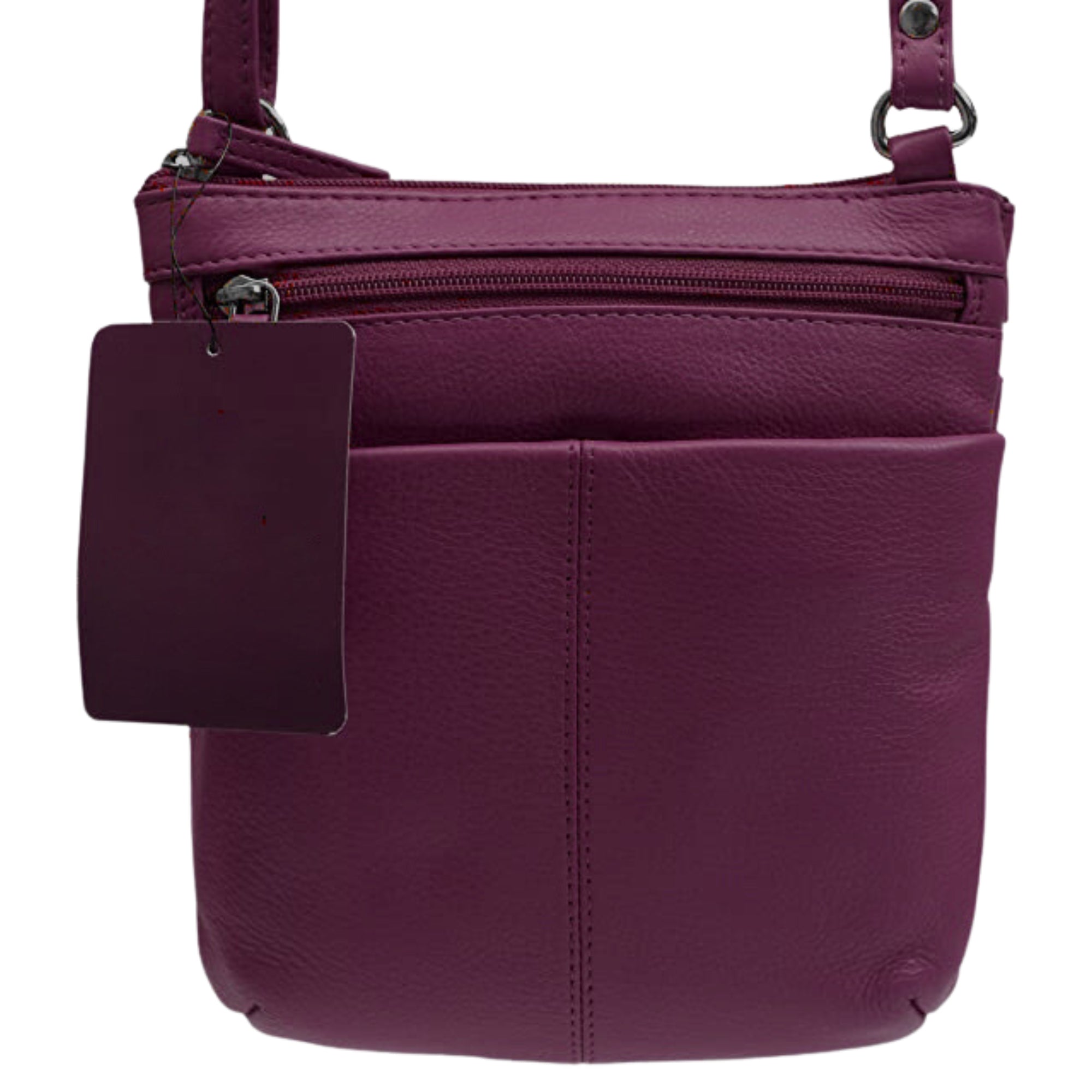 Genuine Leather Crossbody Bag with Zipper Closure for Women