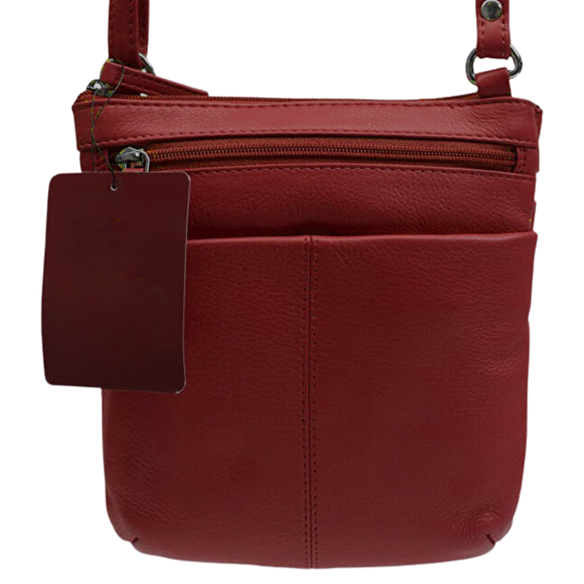 Genuine Leather Crossbody Bag with Zipper Closure for Women