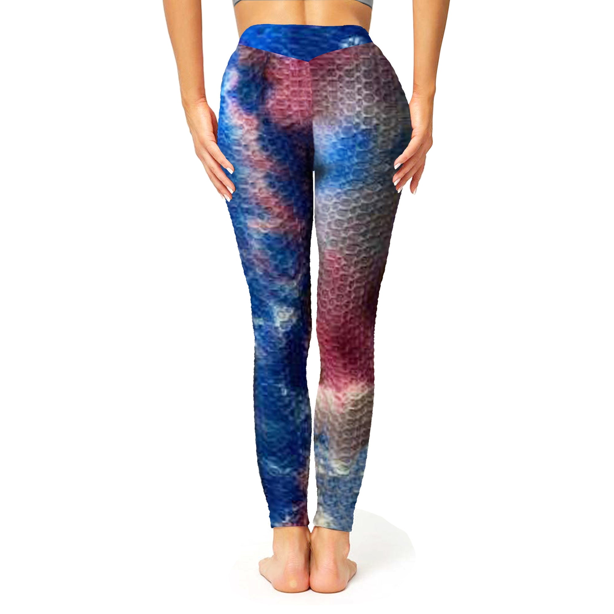 Women's Honey Comb Tie Dye Leggings for Tummy Control & Yoga