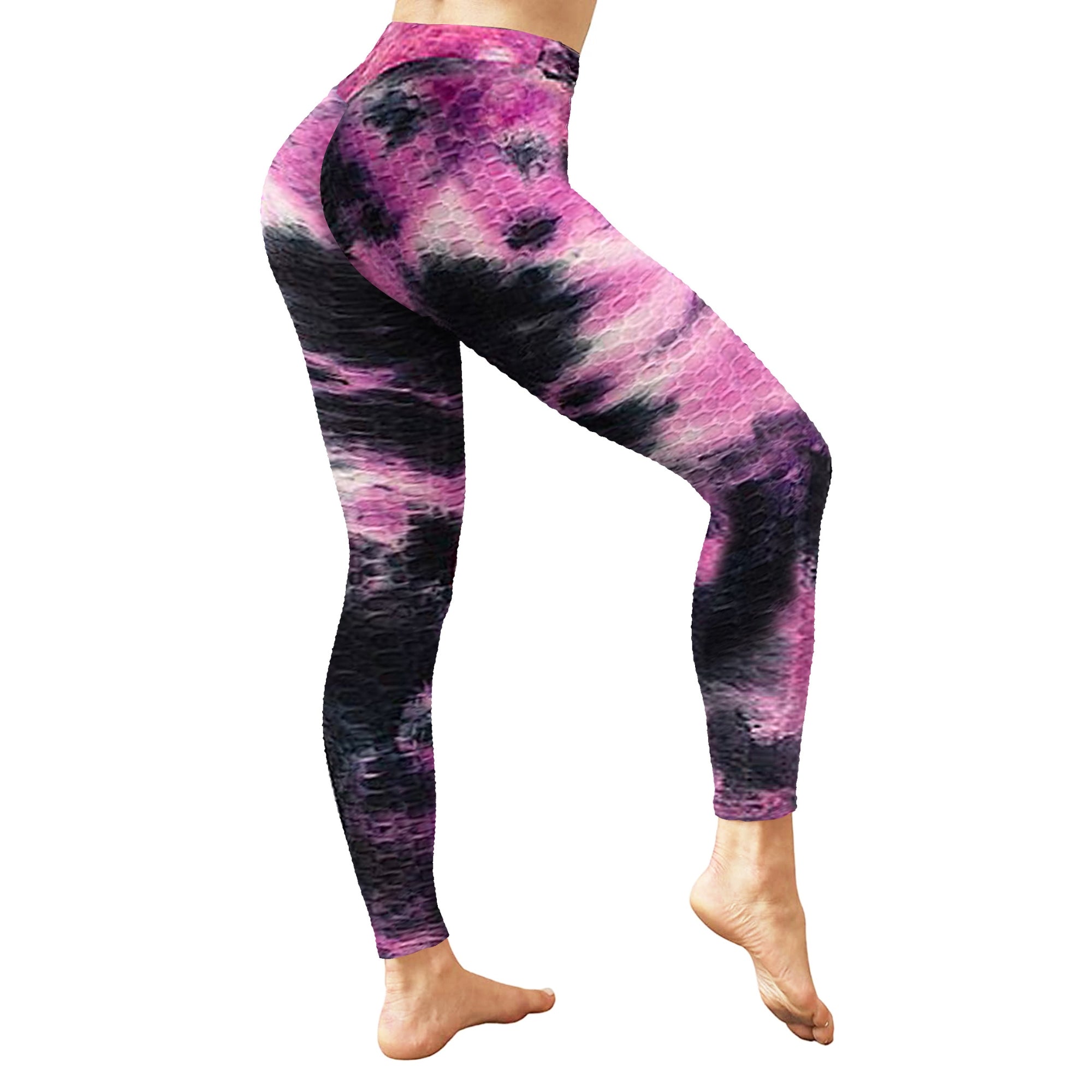 Women's Honey Comb Tie Dye Leggings for Tummy Control & Yoga