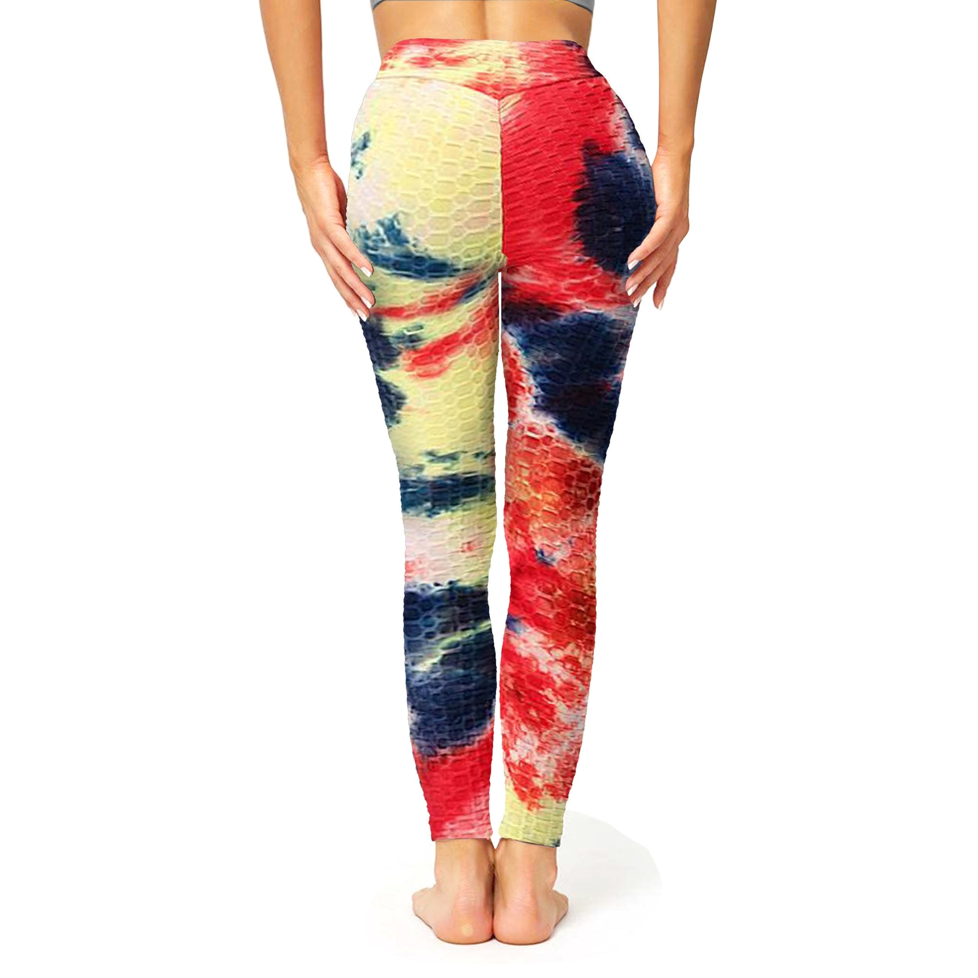 Women's Honey Comb Tie Dye Leggings for Tummy Control & Yoga