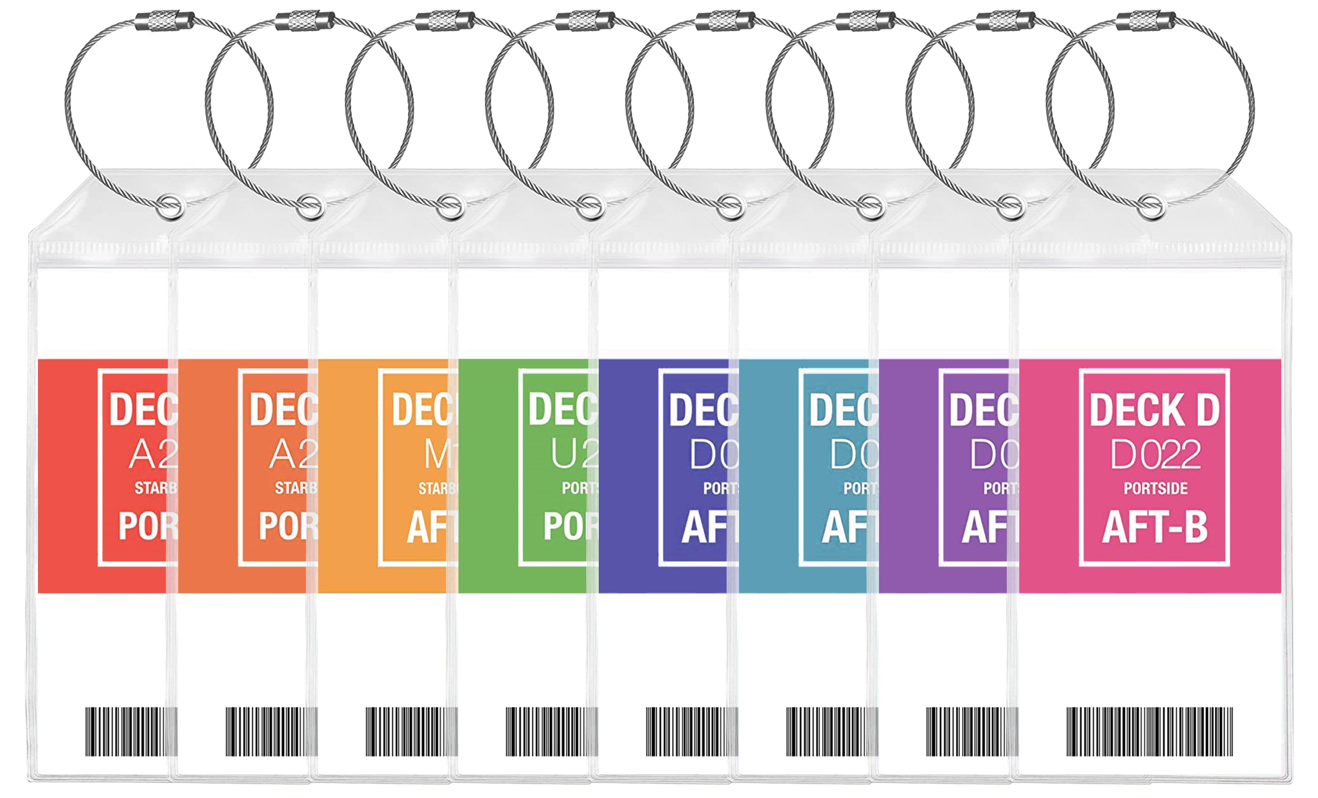 Cruise Luggage Tag Holder Zip Seal & Steel Loops (4-Pack)