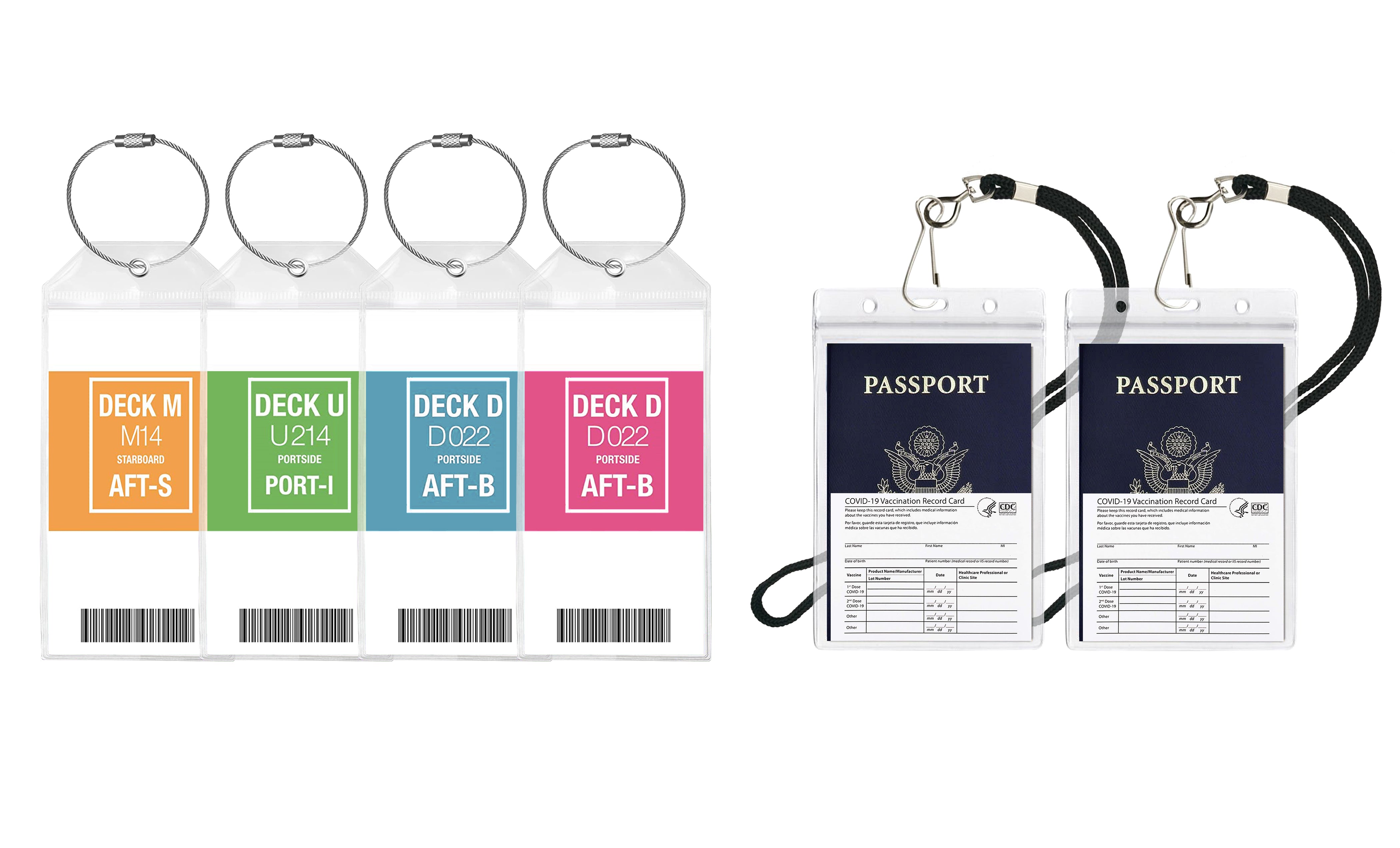 Cruise Luggage Tag Holder Zip Seal & Steel Loops (4-Pack)