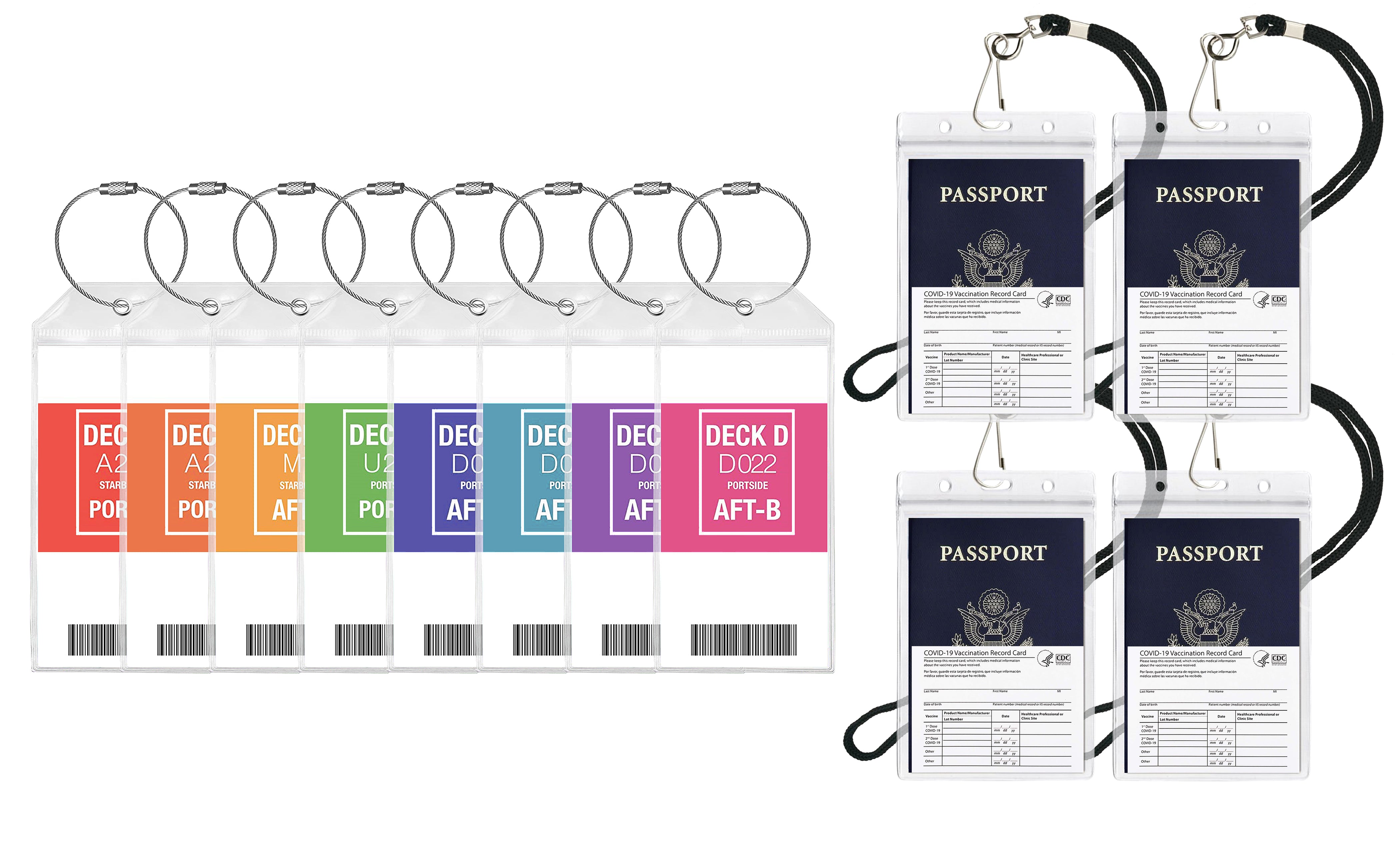 Cruise Luggage Tag Holder Zip Seal & Steel Loops (4-Pack)