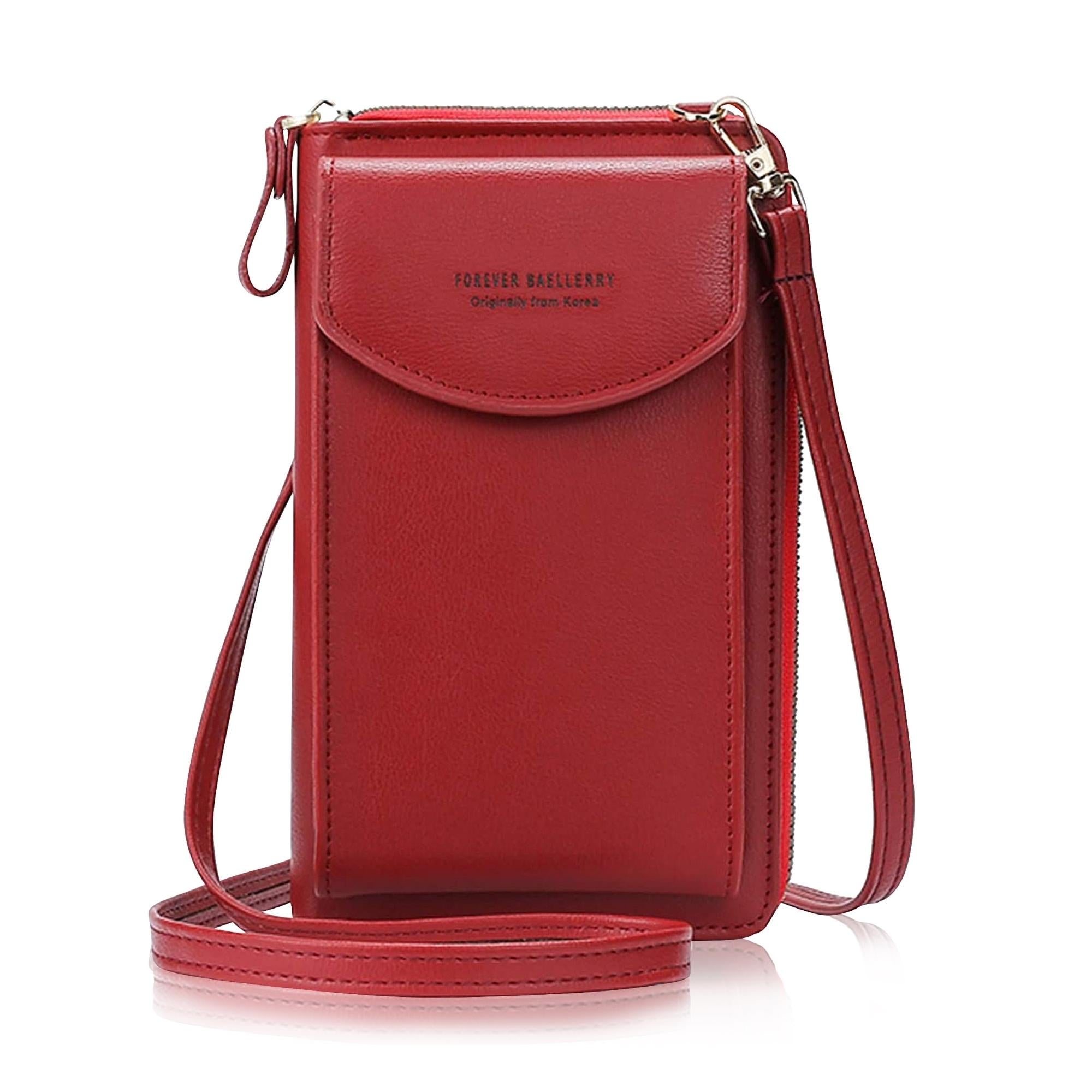 Faux Leather Portable Crossbody Shoulder Bag Cell Phone Purse