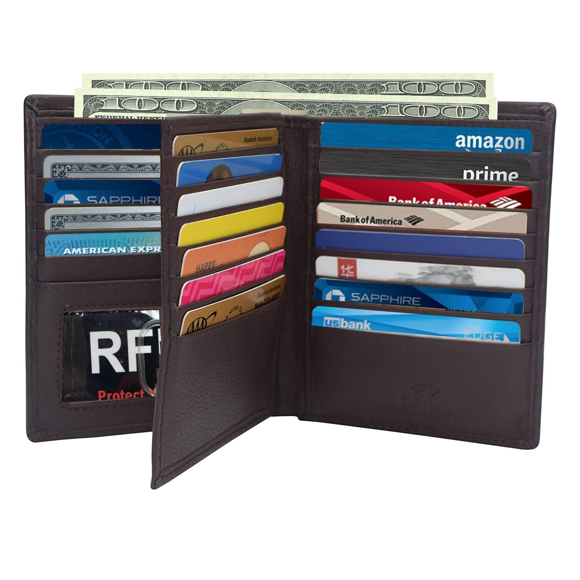 RFID Blocking Bifold Premium Leather Wallet & Vaccination Card Holder