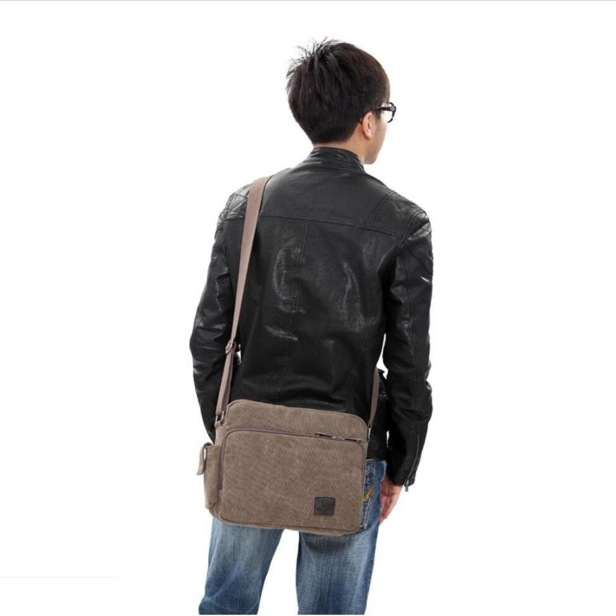 Men's Multifunctional Canvas Messenger Handbag Outdoor Sports Over Shoulder Crossbody Side Bag