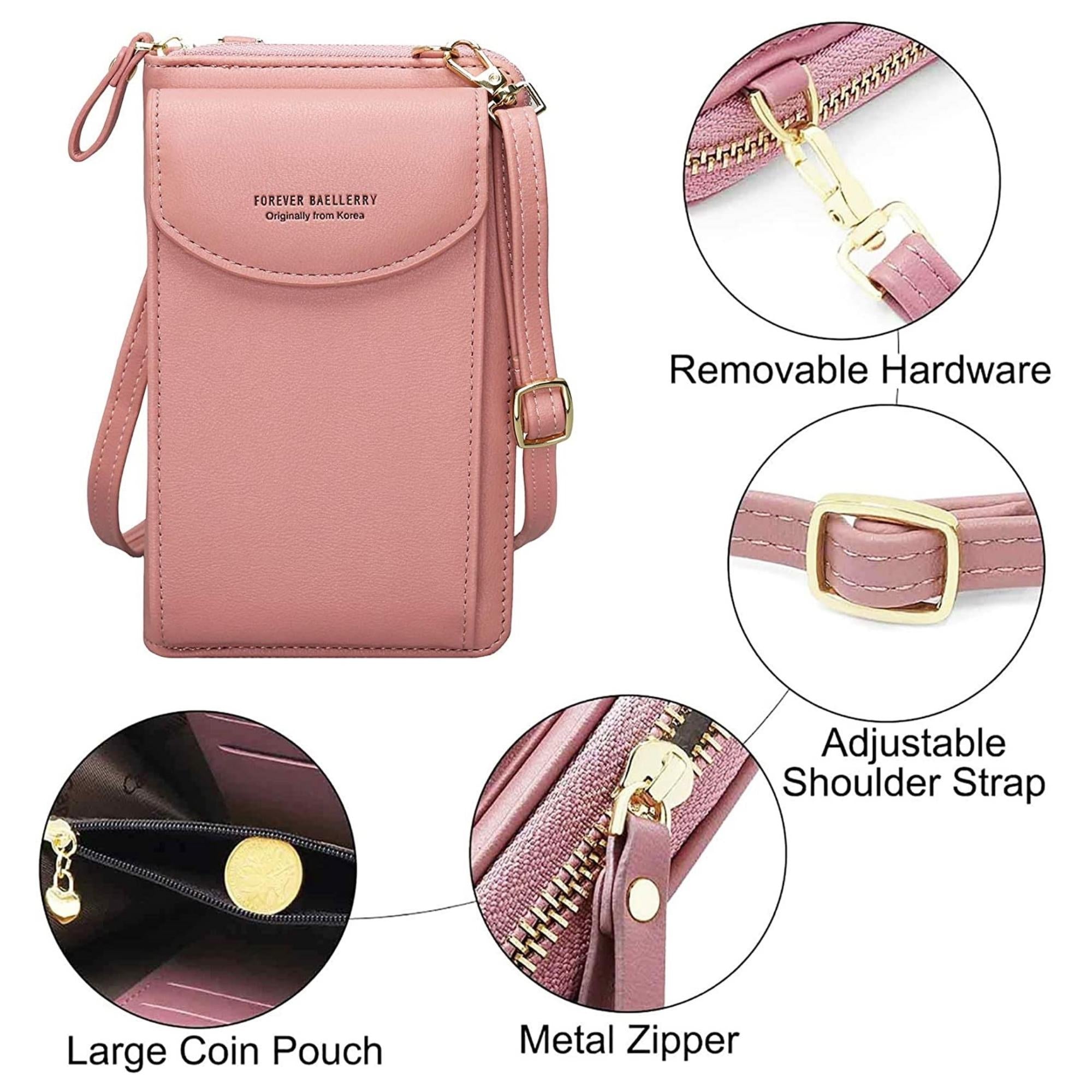Faux Leather Portable Crossbody Shoulder Bag Cell Phone Purse