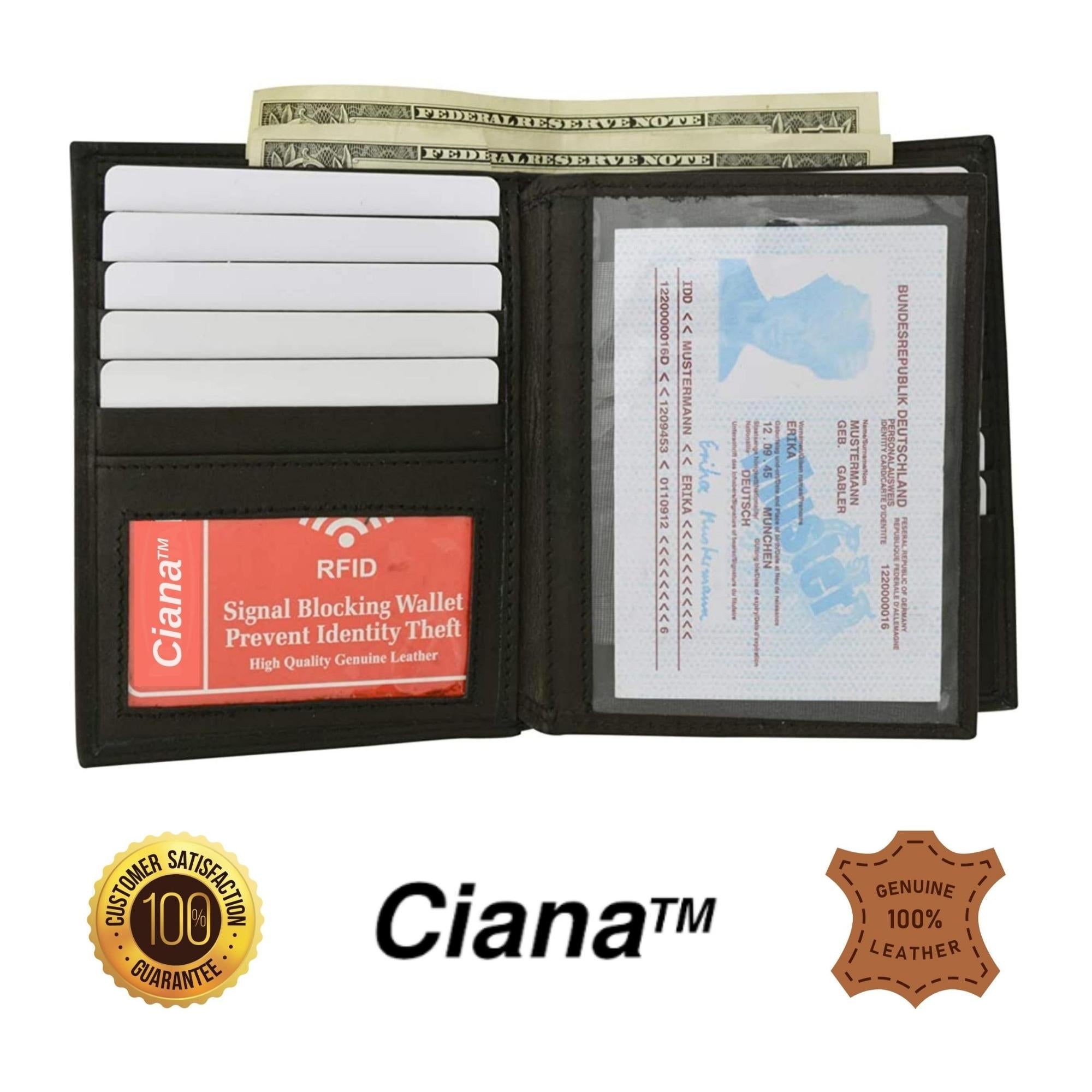 RFID Blocking Bifold Premium Leather Wallet & Vaccination Card Holder