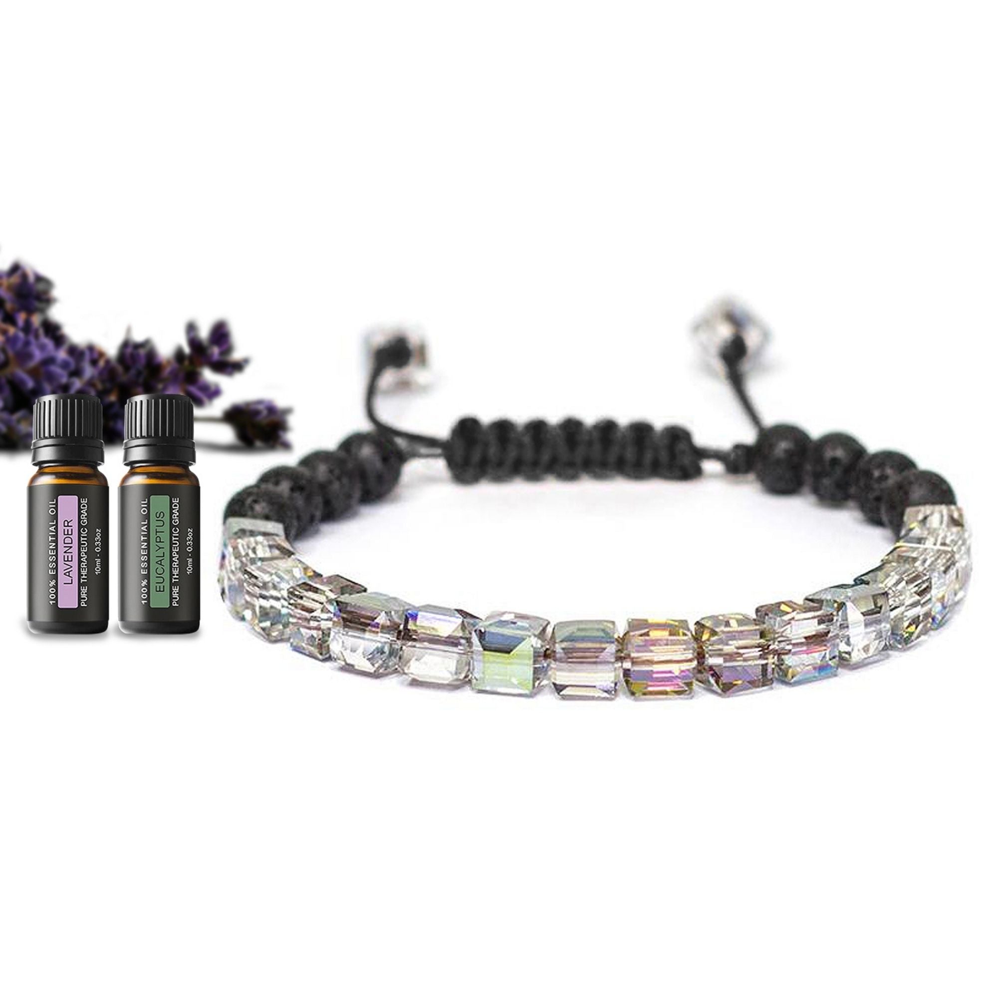 Lava Stone Glass Diffuser Bracelet with Optional Essential Oils