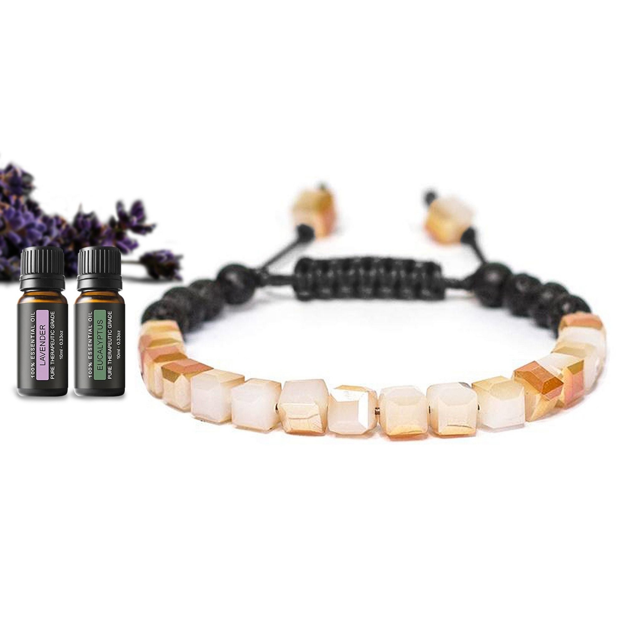 Lava Stone Glass Diffuser Bracelet with Optional Essential Oils