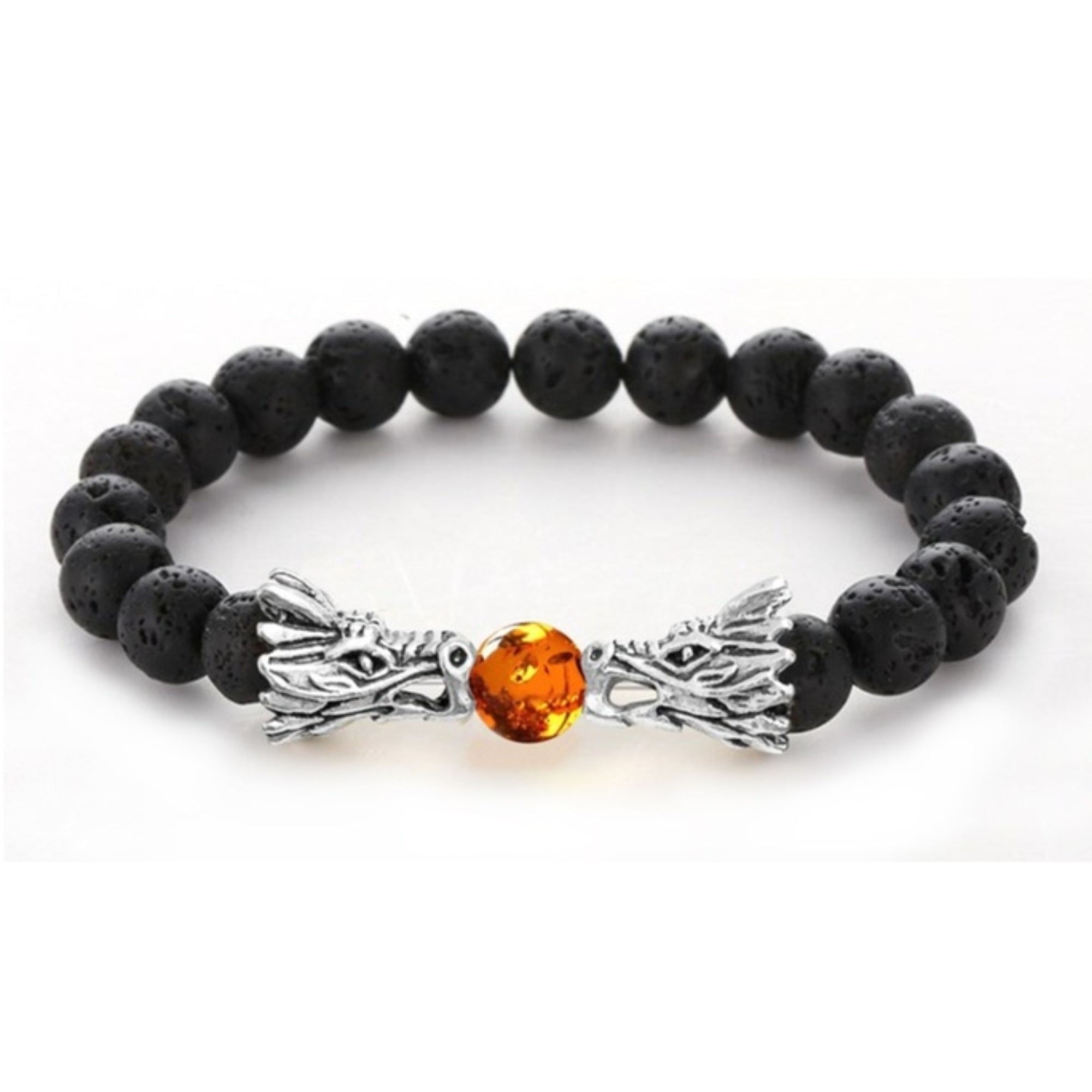 Natural Lava Howlite Stone Dragon Bead Bracelet