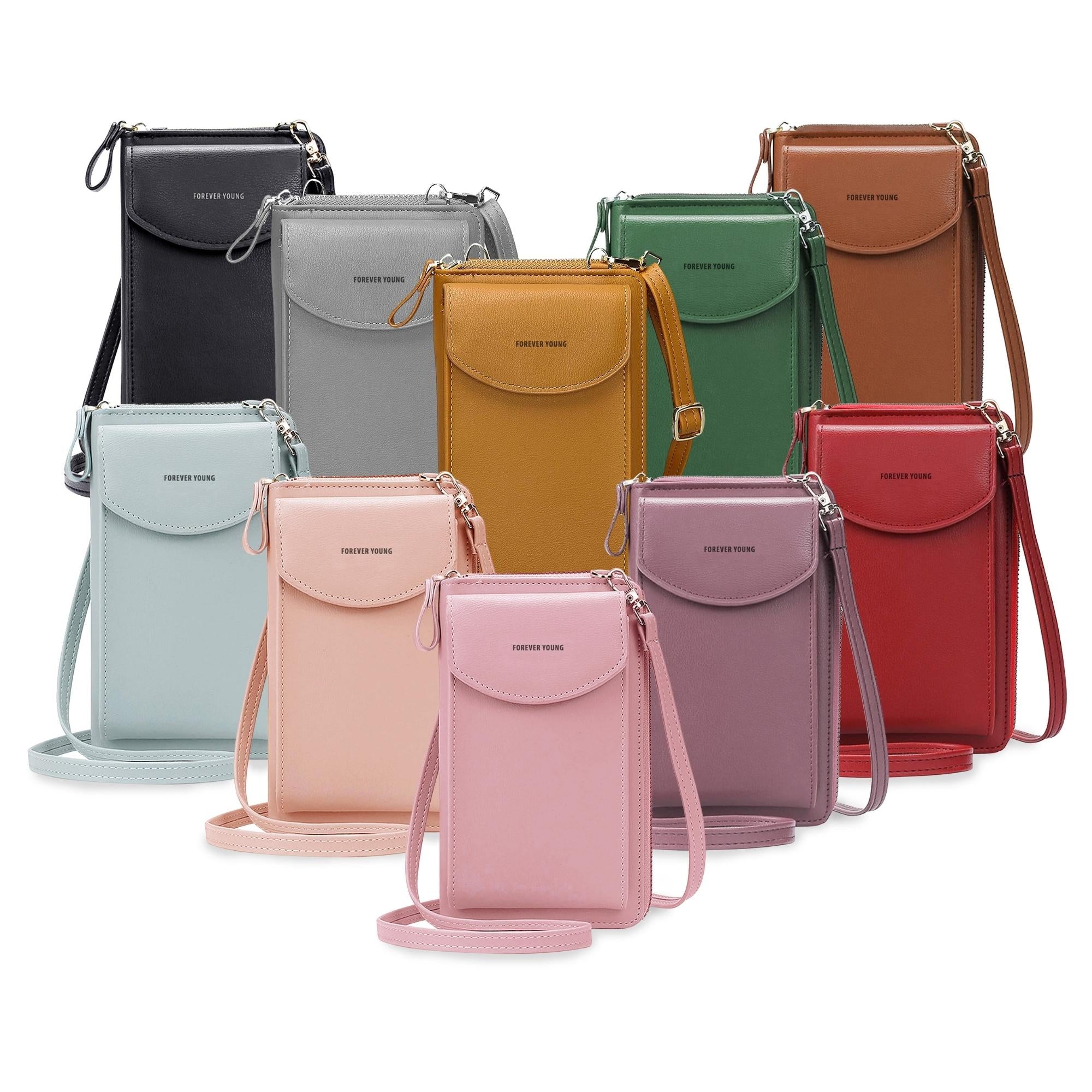 Faux Leather Portable Crossbody Shoulder Bag Cell Phone Purse