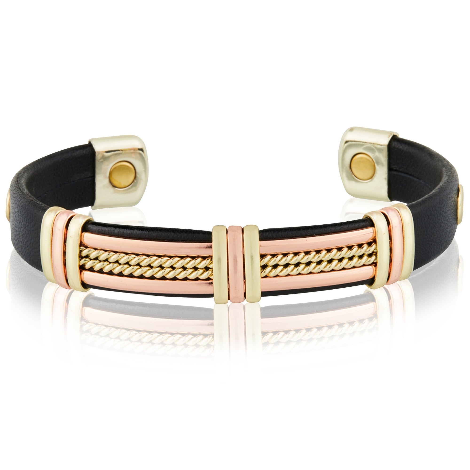 Copper and Leatherette Magnetic Bracelet
