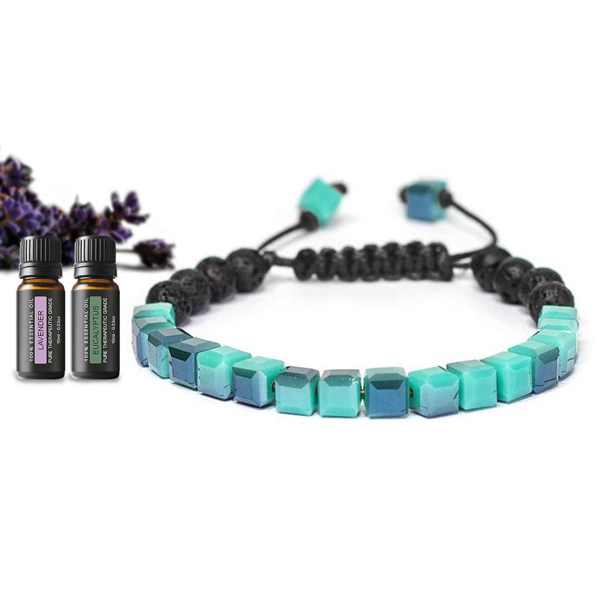 Lava Stone Glass Diffuser Bracelet with Optional Essential Oils