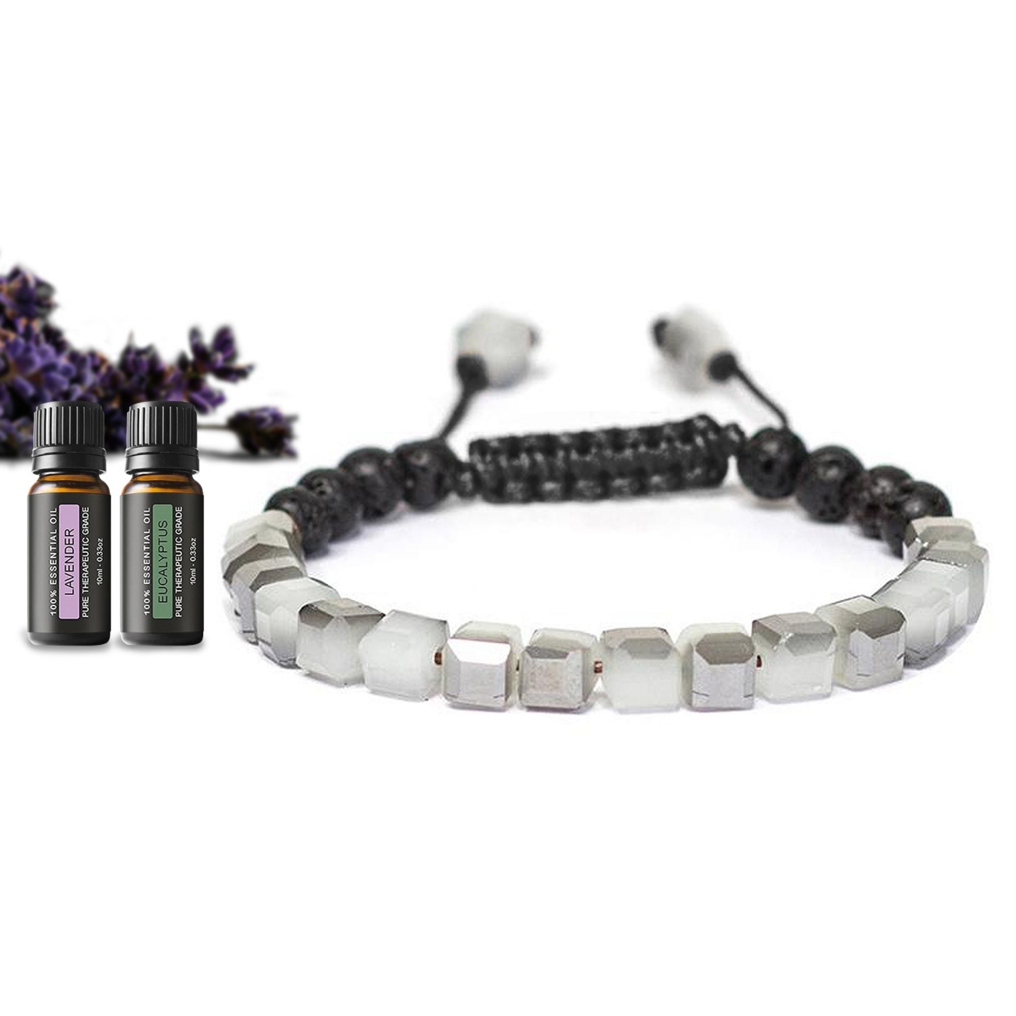 Lava Stone Glass Diffuser Bracelet with Optional Essential Oils